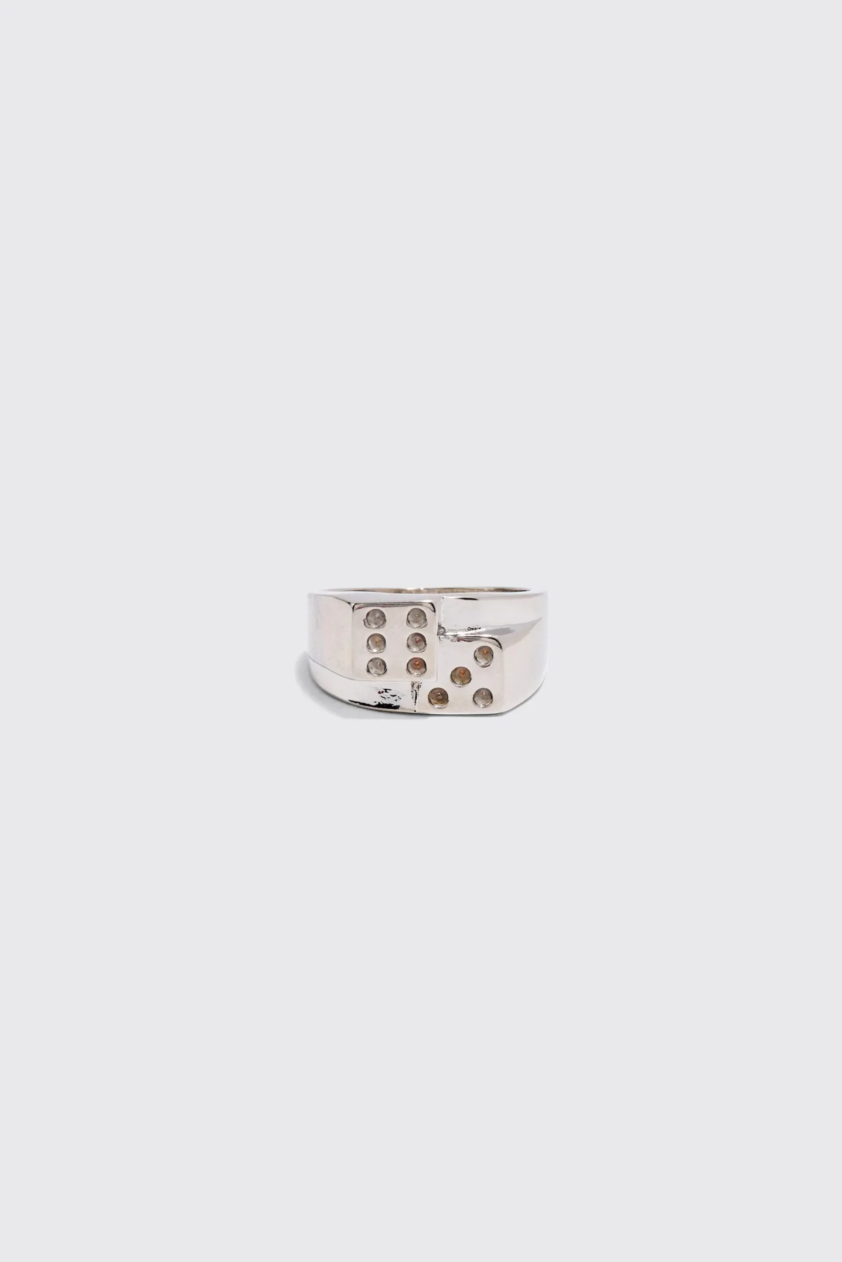 Dice Ring In Silver | BoohooMAN UK