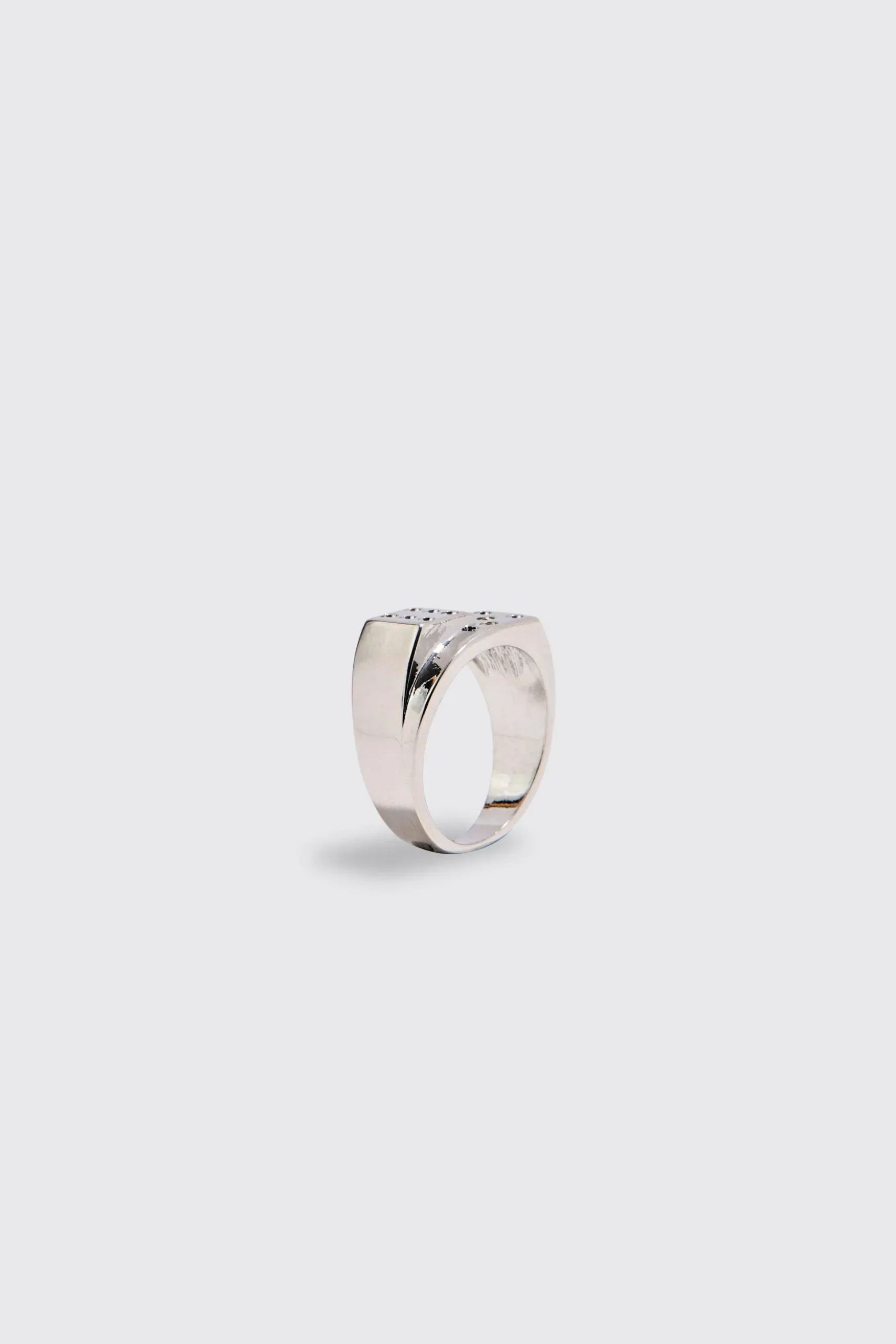 Dice Ring In Silver | BoohooMAN UK