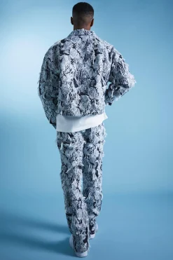 Distressed Tapestry Denim Jacket And Jeans Set | BoohooMAN UK