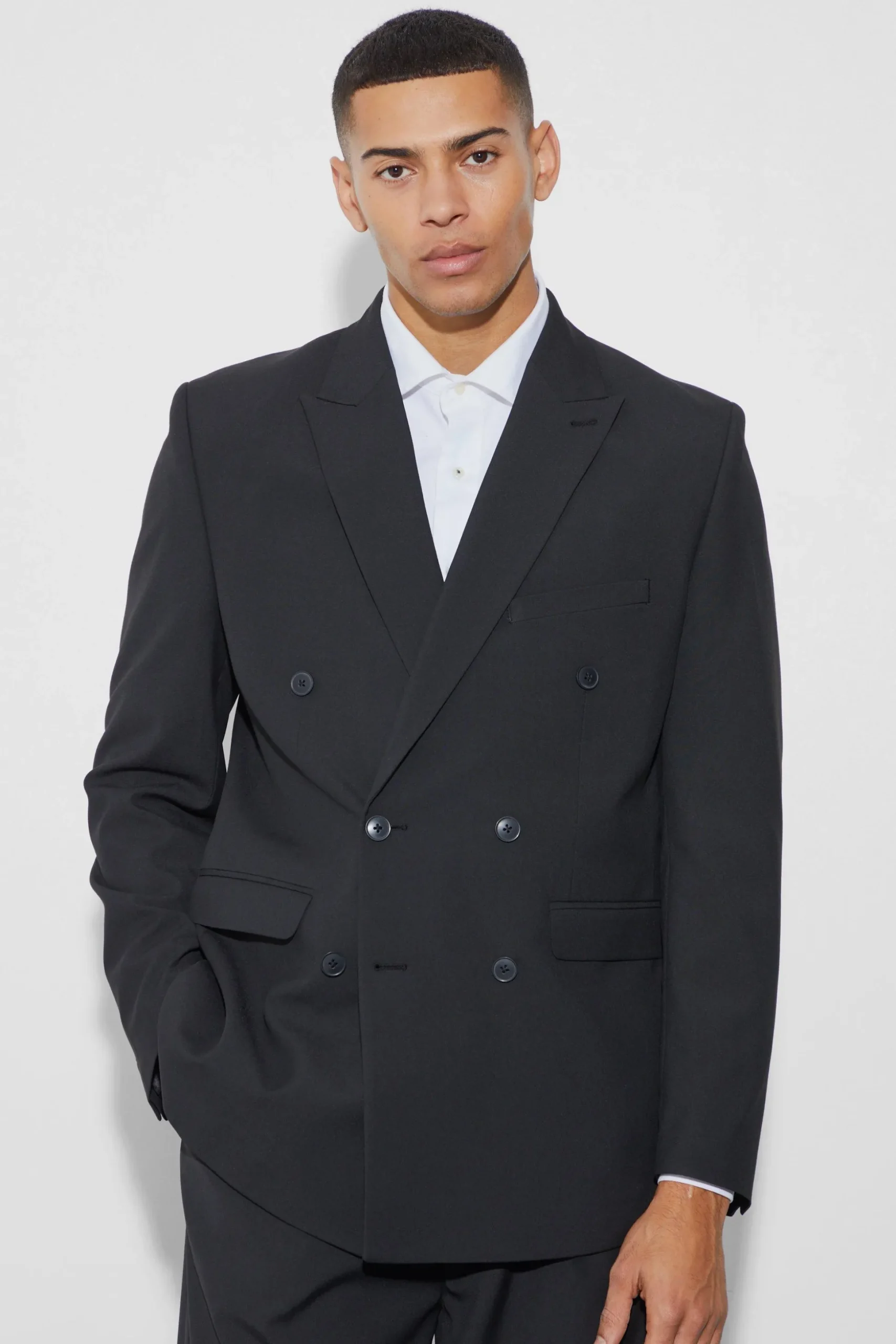 Double Breasted Relaxed Fit Blazer | BoohooMAN UK