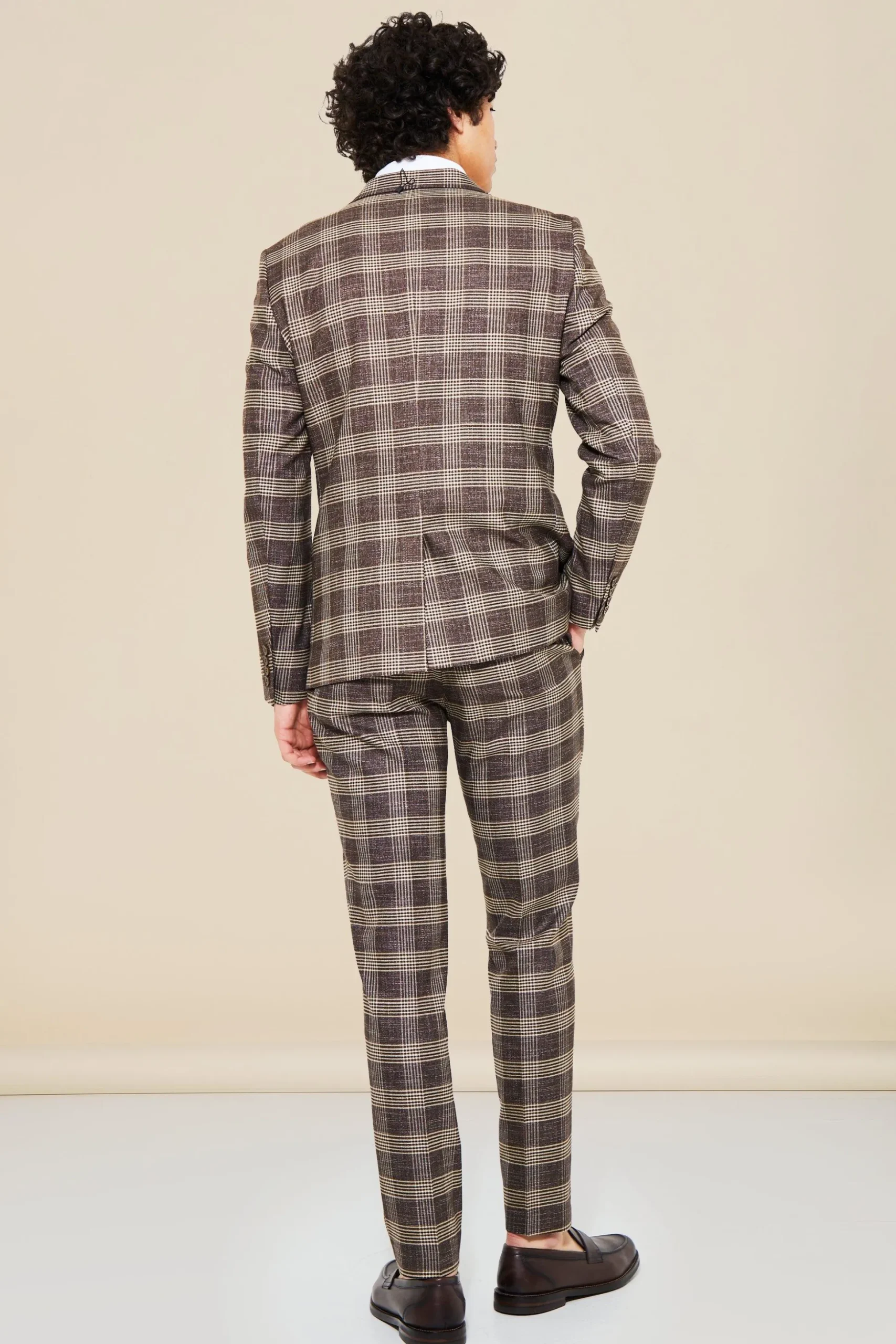 Double Breasted Slim Check Suit Jacket | BoohooMAN UK