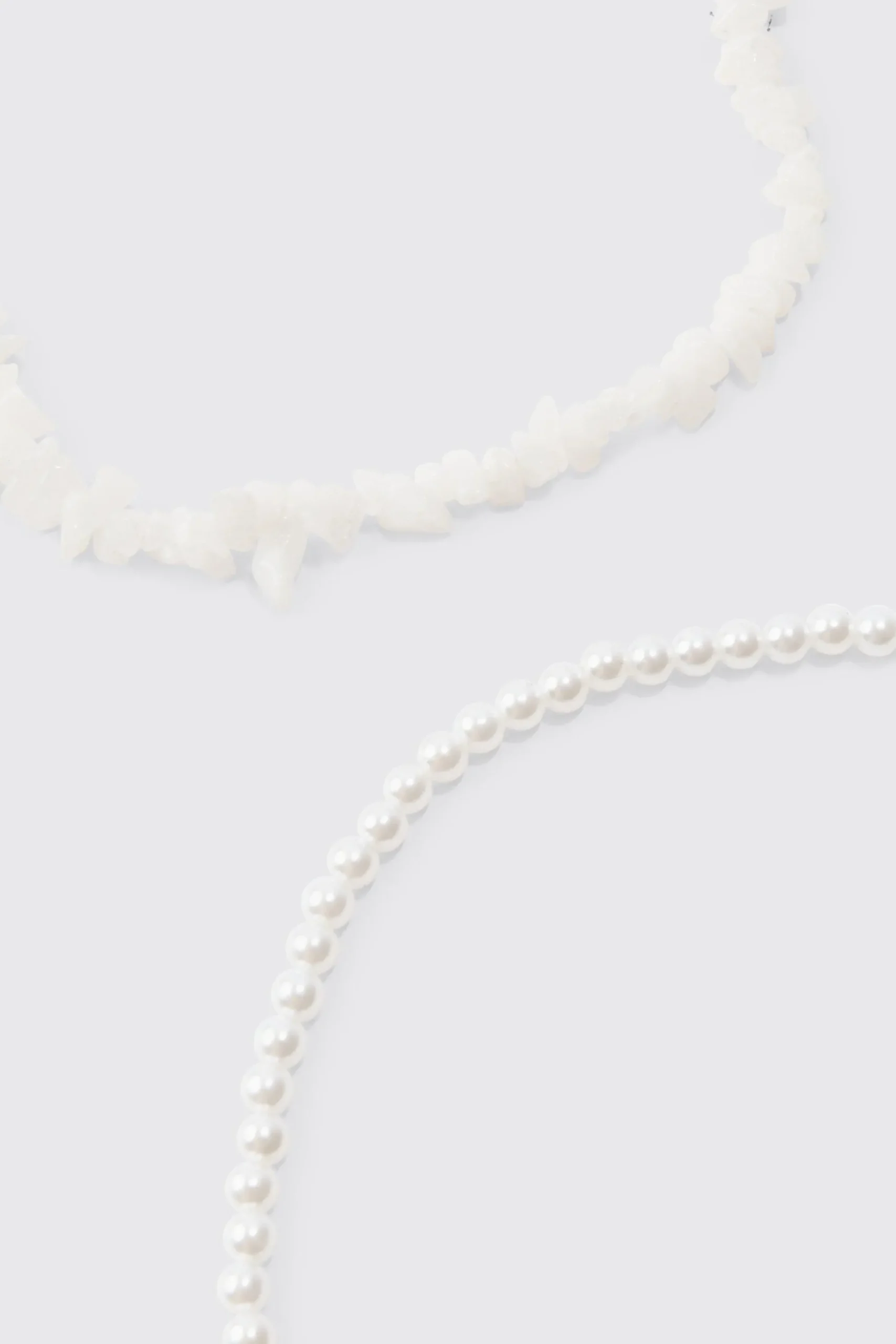 Double Layer Beaded Necklace In White | BoohooMAN UK