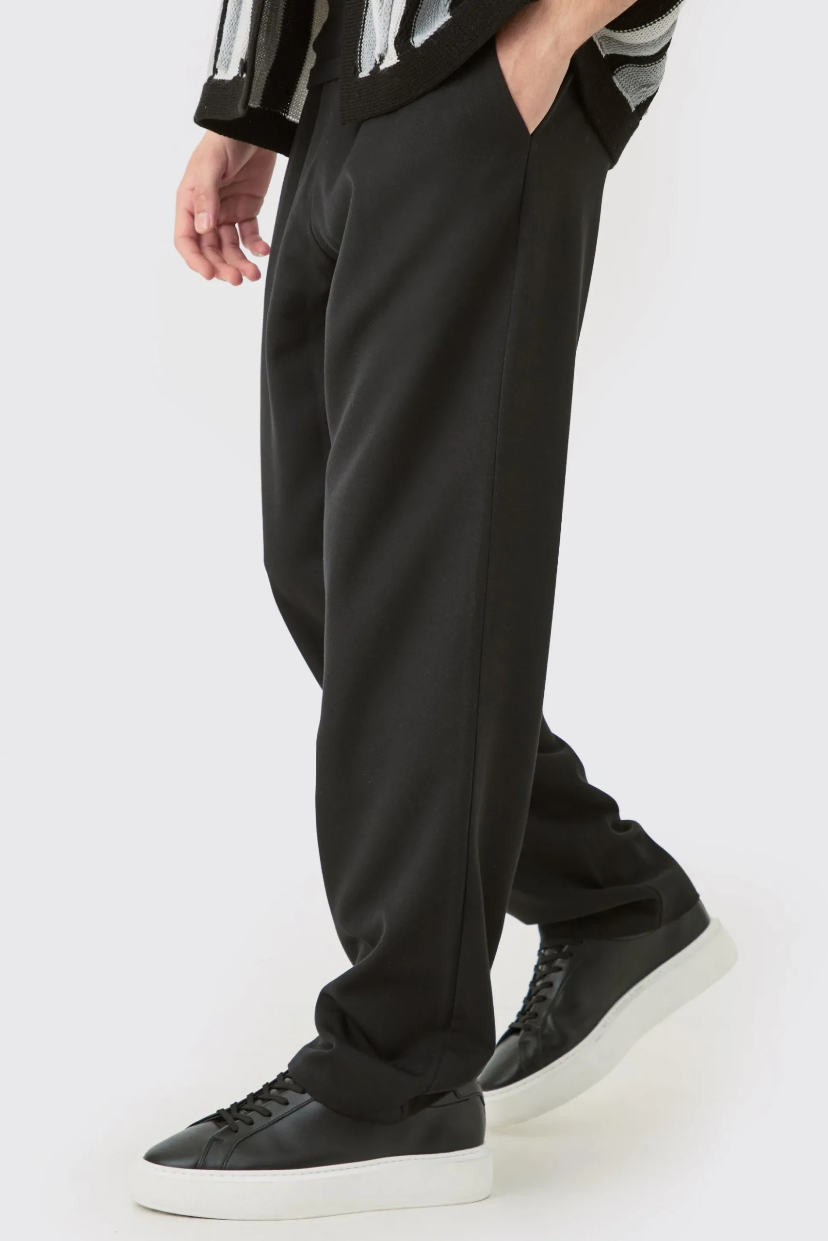 Drawcord Waist Straight Trousers | BoohooMAN UK