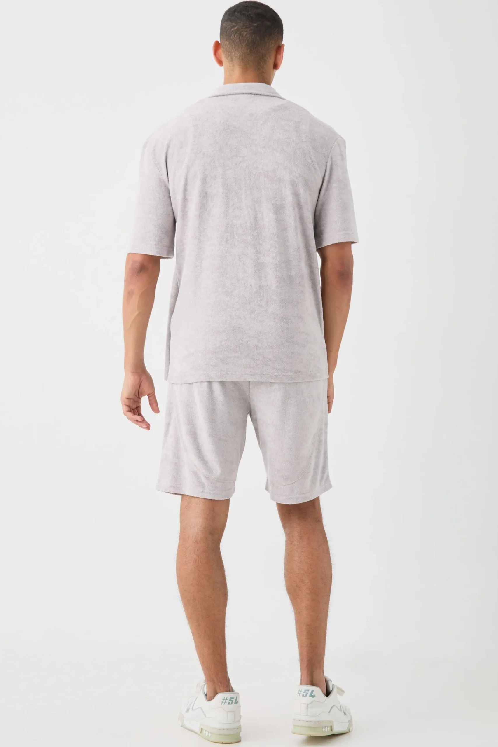 Drop Revere Towelling Shirt And Short Set | BoohooMAN UK