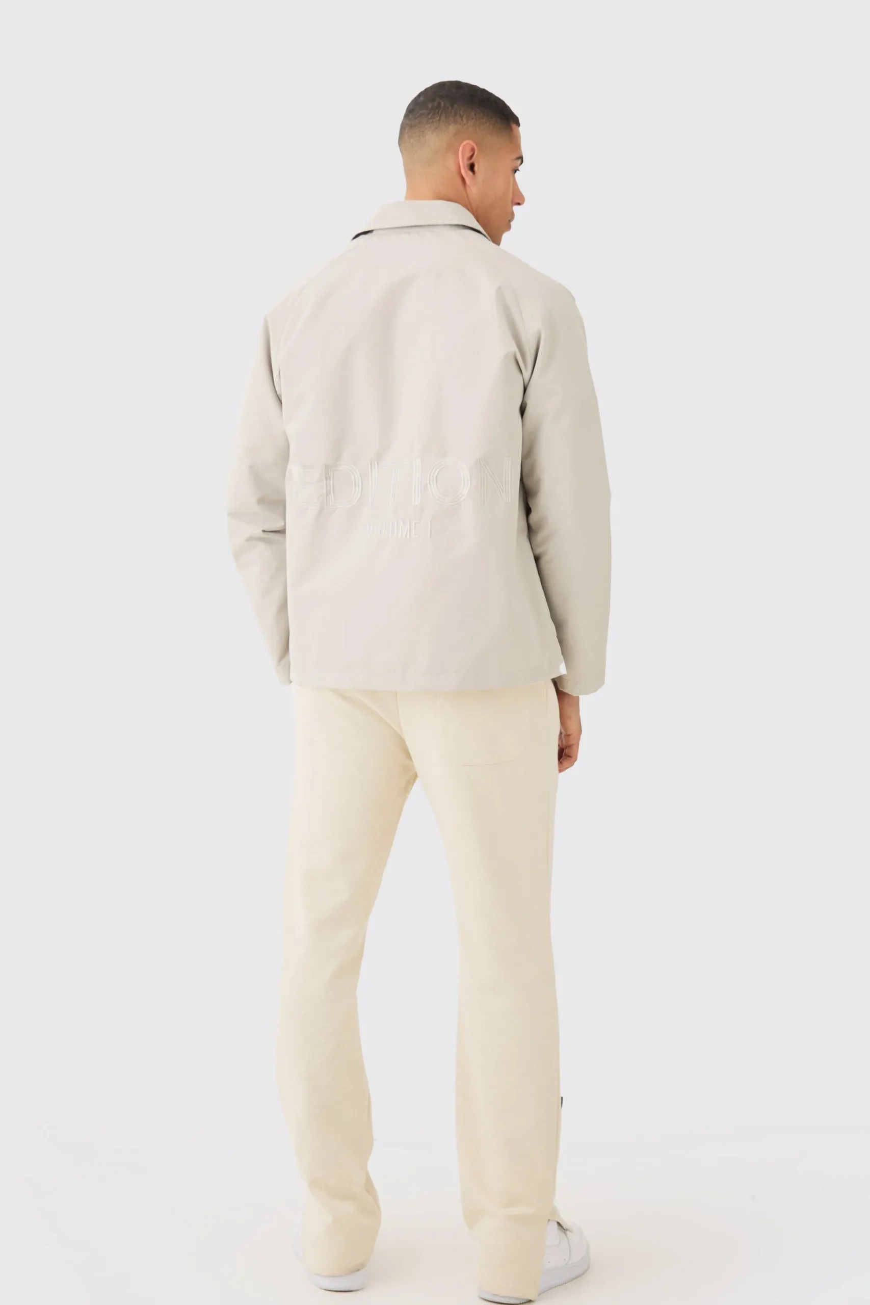 EDITION Heavyweight Twill Embroidered Coach Jacket | BoohooMAN UK