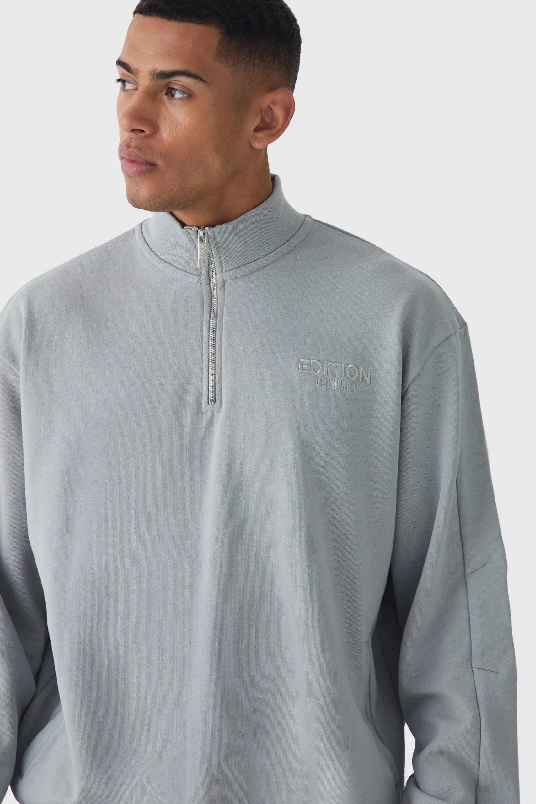 EDITION Oversized Boxy Heavyweight Funnel Neck Sweatshirt | BoohooMAN UK