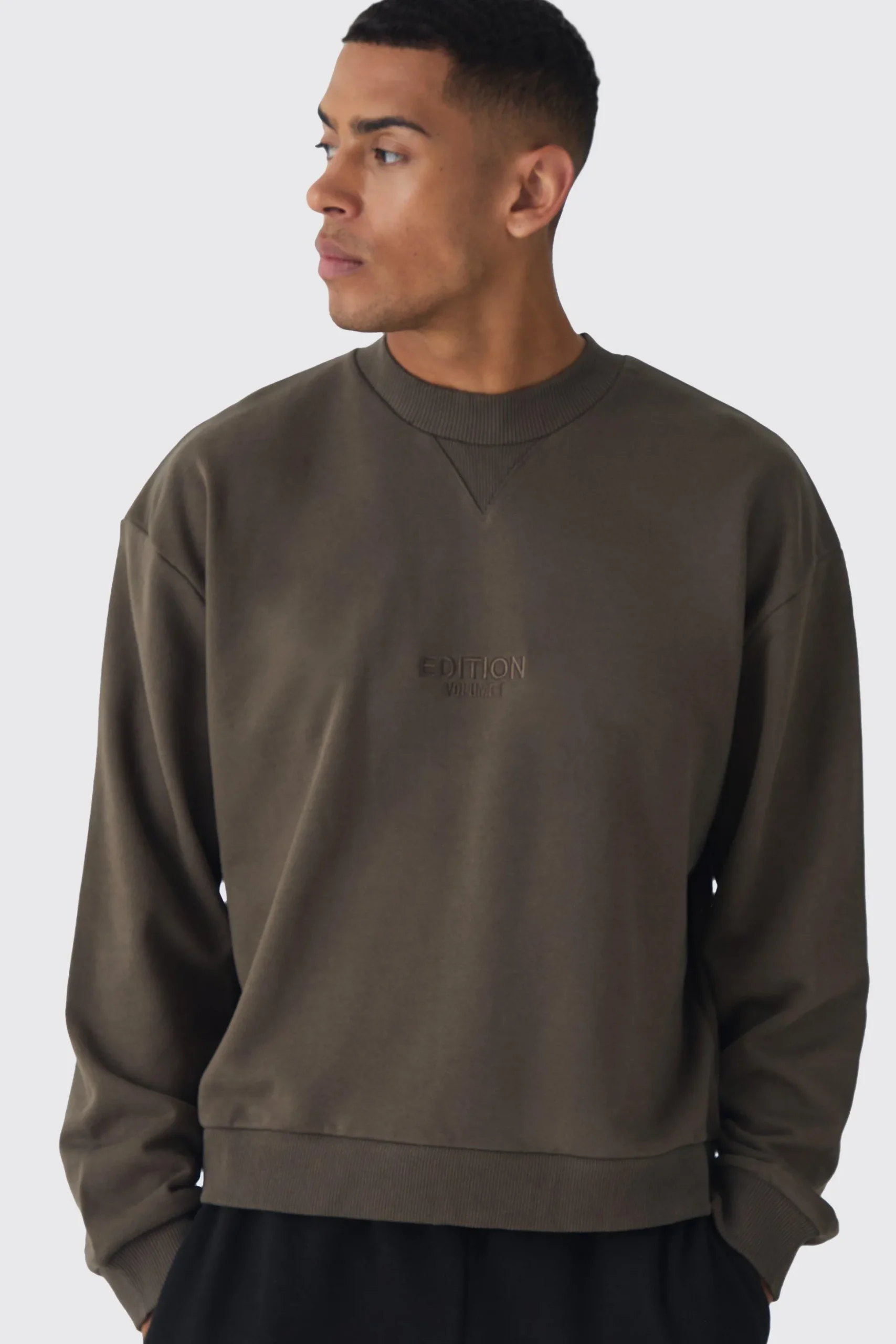 EDITION Oversized Extended Neck Heavyweight Sweatshirt | BoohooMAN UK