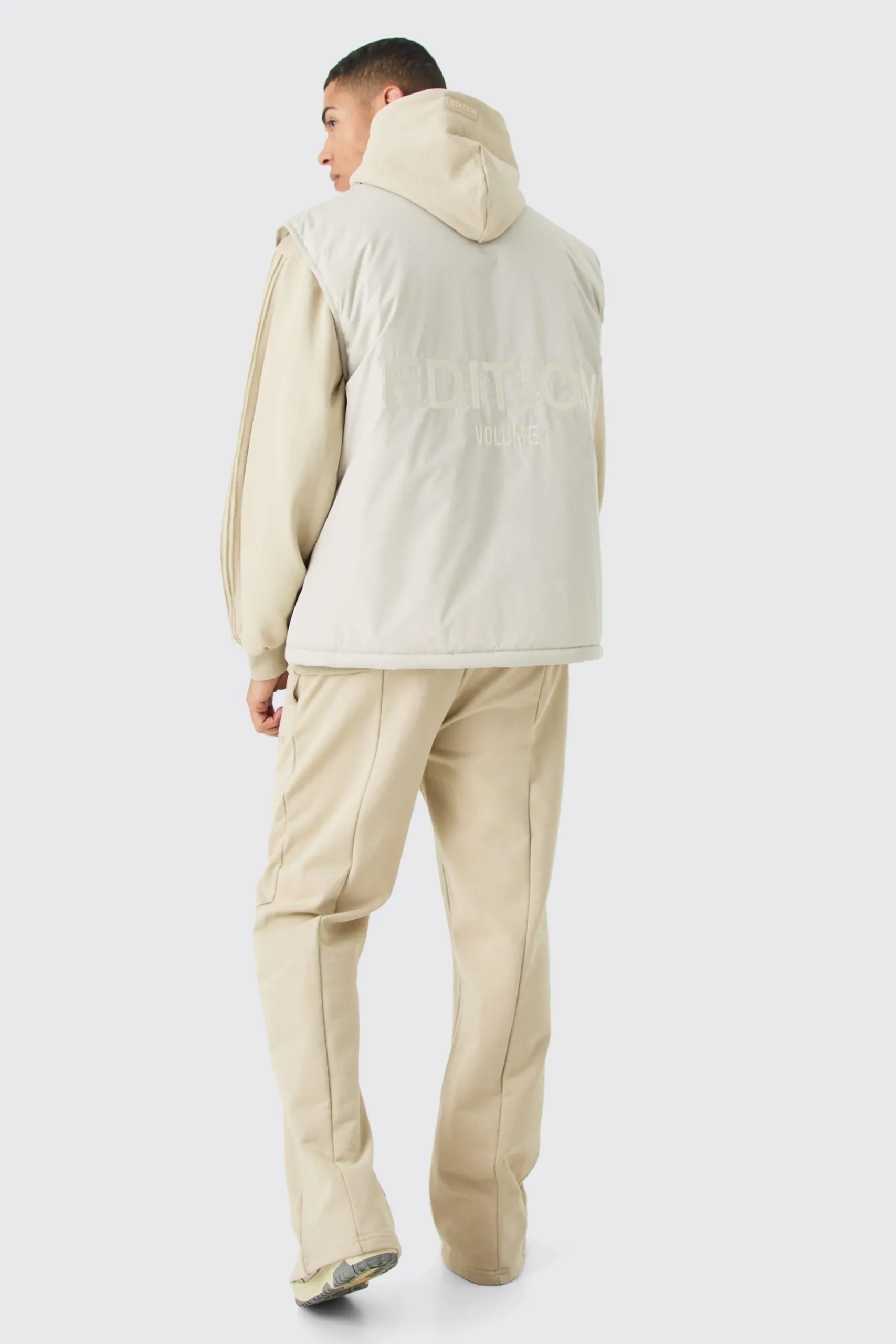 EDITION Oversized Funnel Neck Padded Gilet | BoohooMAN UK