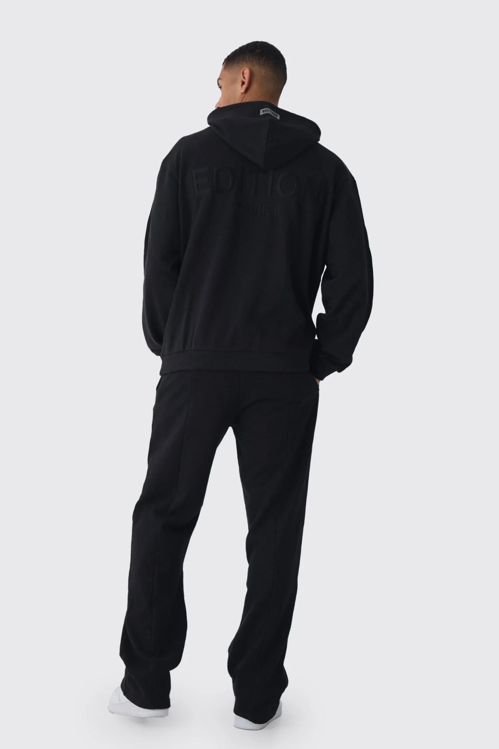 EDITION Oversized Heavyweight 1/4 Zip Pintuck Hoodie | BoohooMAN UK