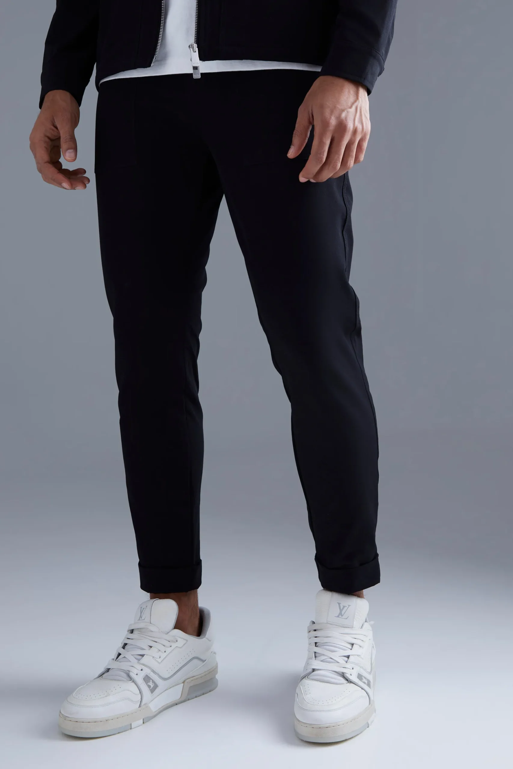 Elastic Waist Stretch Slim Trouser | BoohooMAN UK