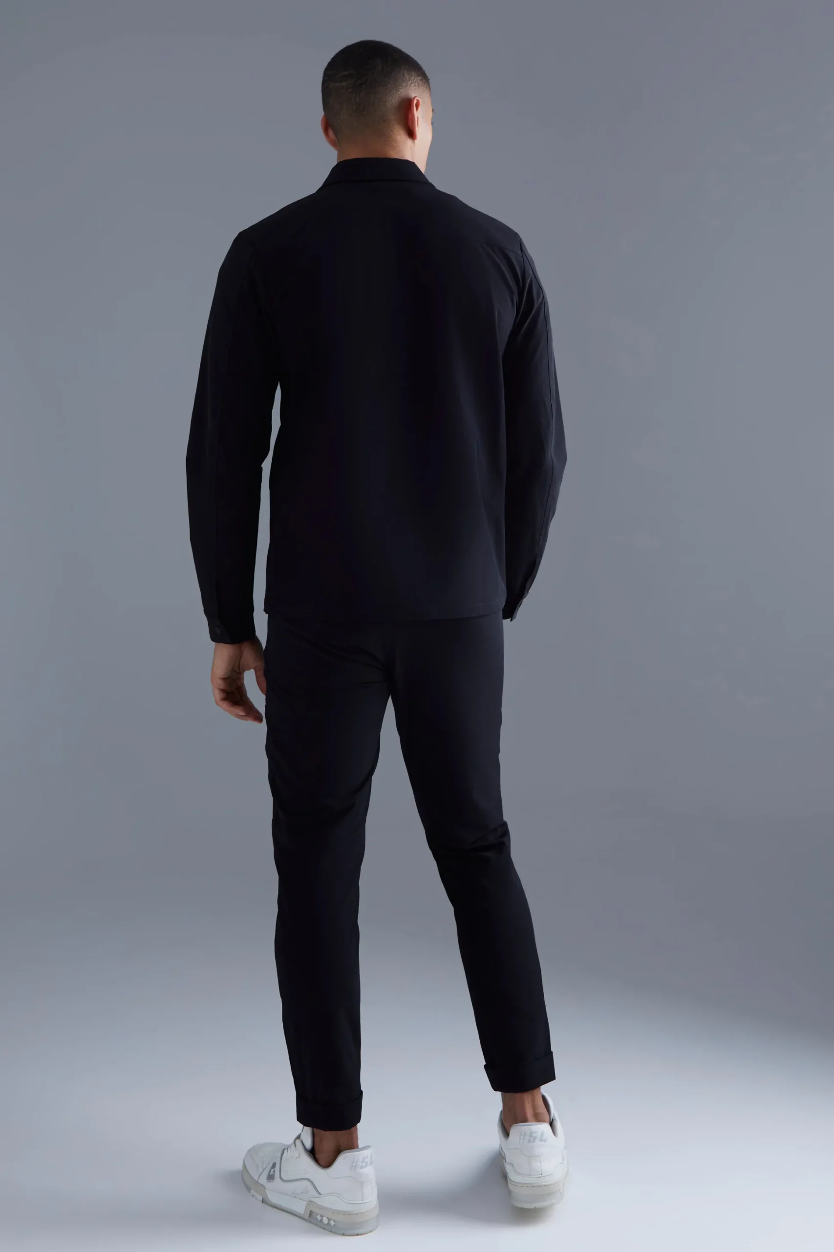 Elastic Waist Stretch Slim Trouser | BoohooMAN UK