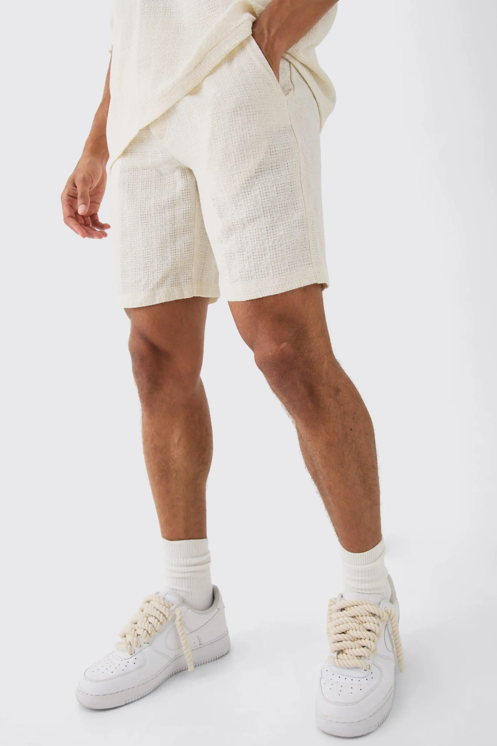 Elastic Waist Textured Comfort Short | BoohooMAN UK