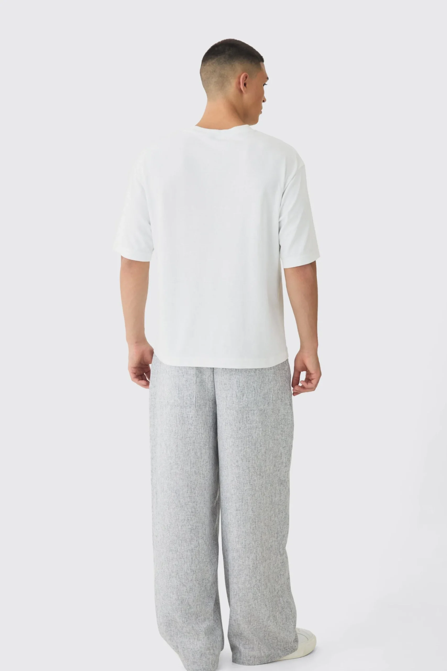 Elasticated Waist Baggy Textured Rope Drawcord Trousers | BoohooMAN UK