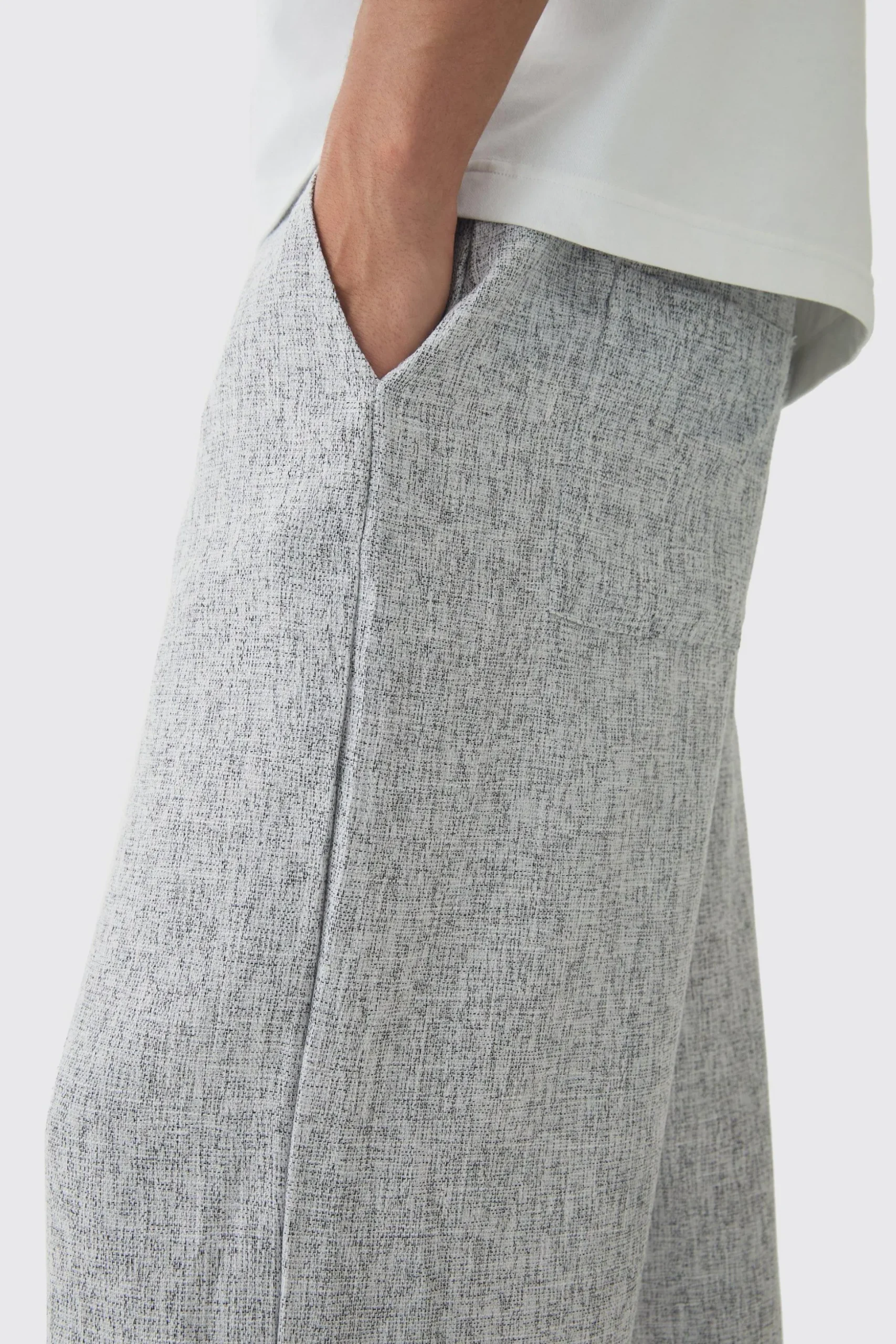 Elasticated Waist Baggy Textured Rope Drawcord Trousers | BoohooMAN UK