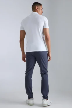 Elasticated Waist Golf Technical Stretch Slim Trouser | BoohooMAN UK