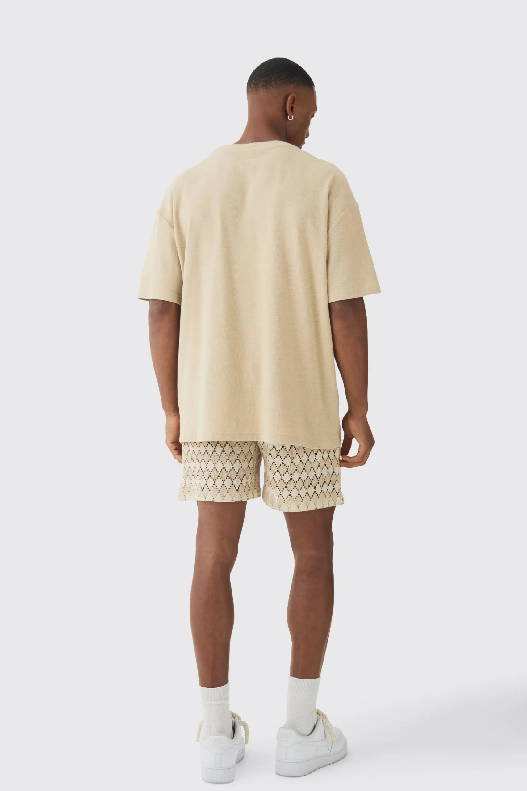 Elasticated Waist Jacquard Bermuda Shorts | BoohooMAN UK
