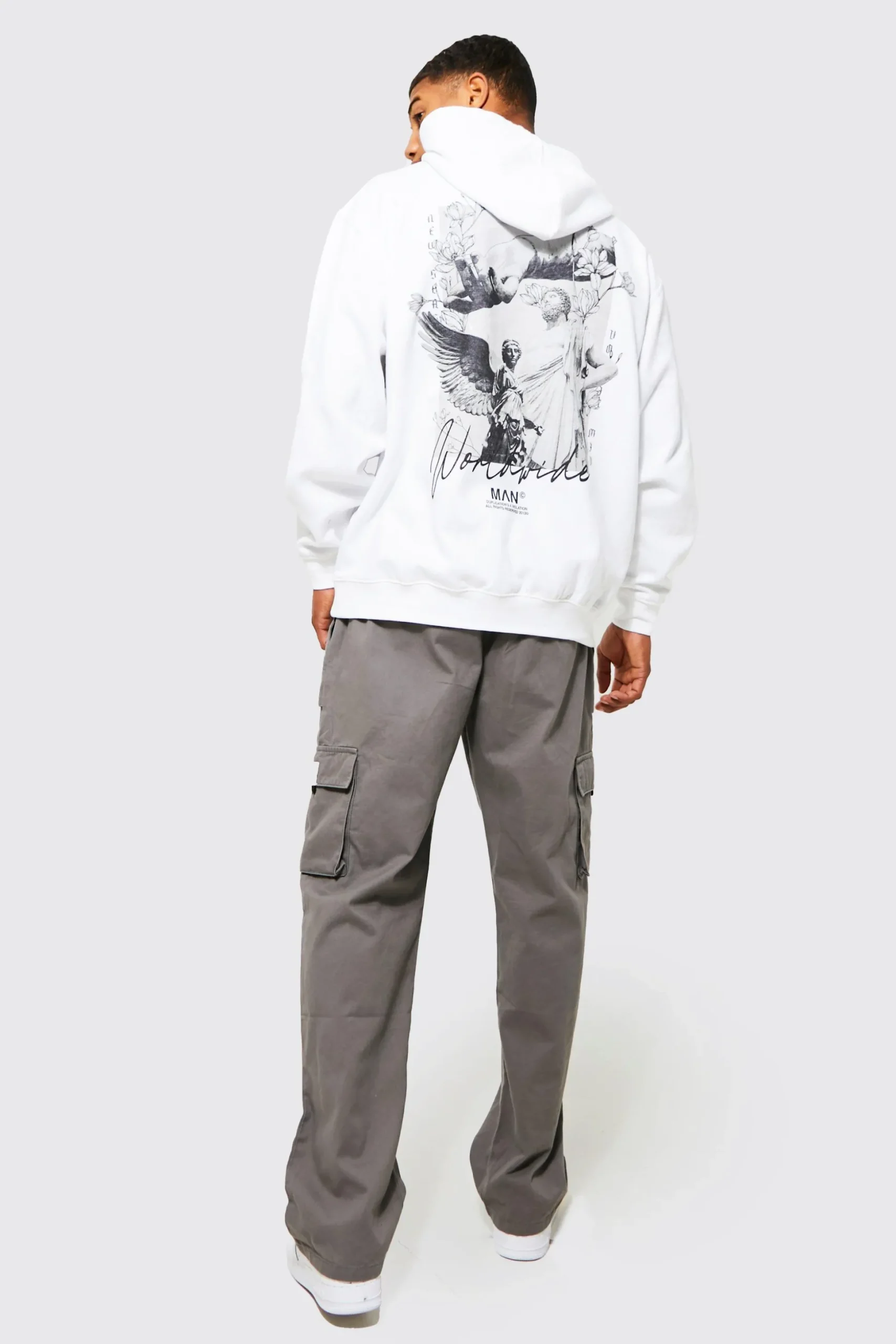Elasticated Waist Relaxed Fit Buckle Cargo Trouser | BoohooMAN UK