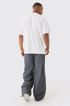 Elasticated Waist Side Stripe Parachute Pants | BoohooMAN UK