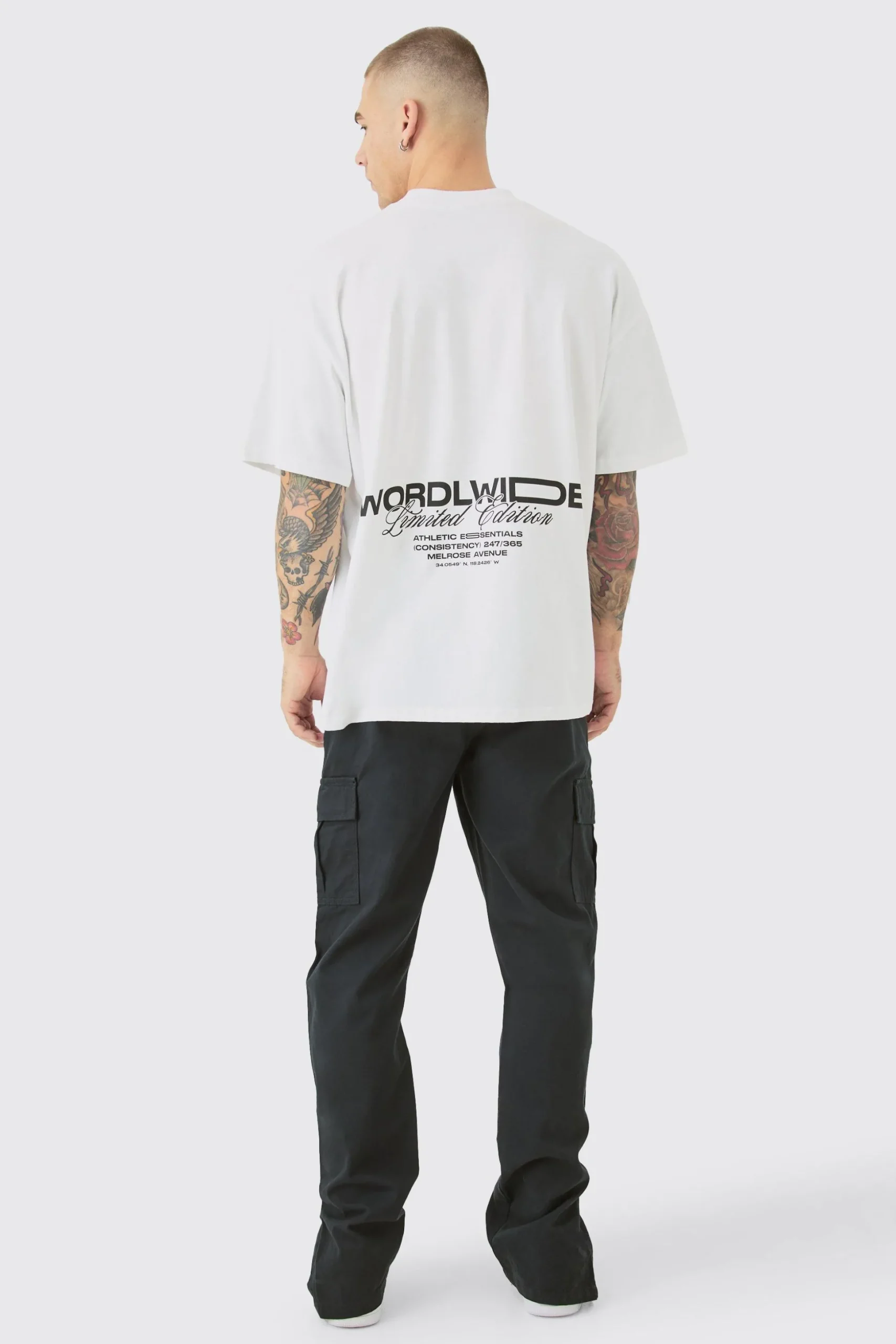 Elasticated Waist Slim Fit Cargo Split Hem Trouser | BoohooMAN UK