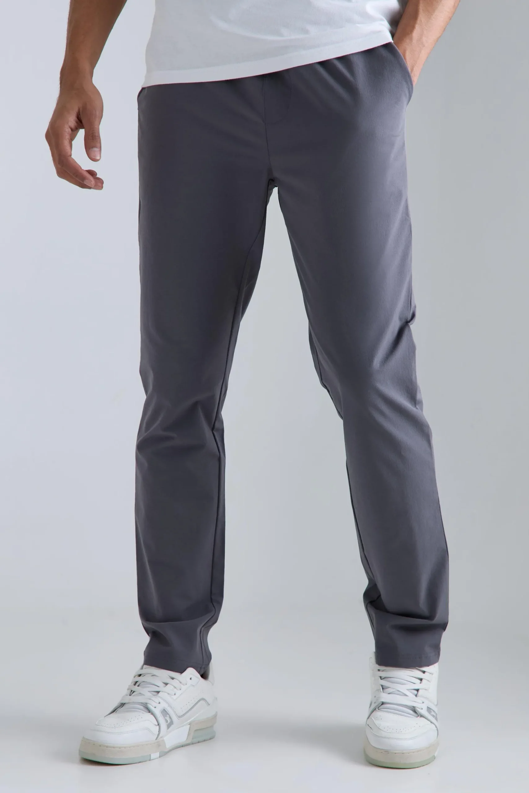 Elasticated Waist Technical Stretch Slim Trouser | BoohooMAN UK