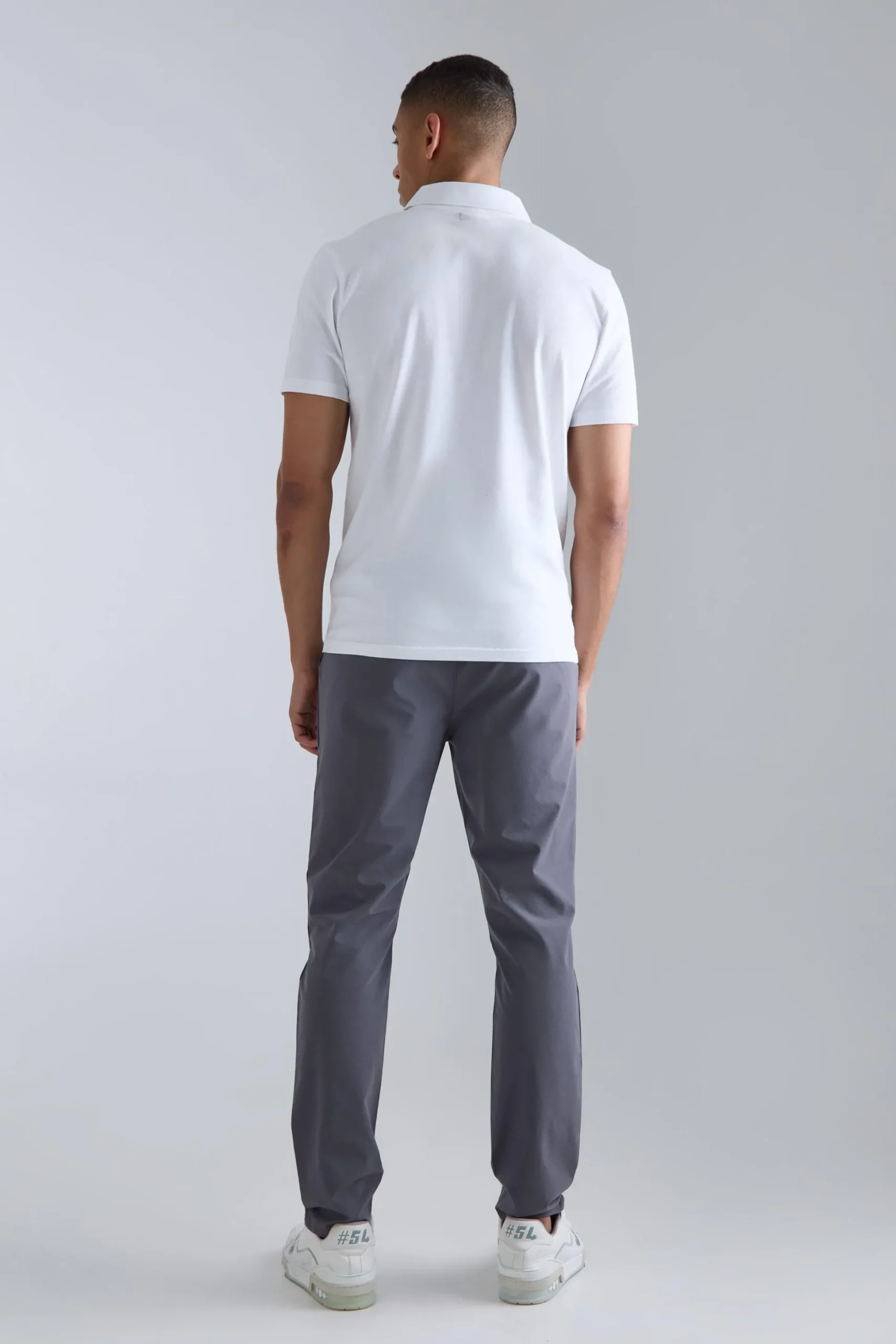 Elasticated Waist Technical Stretch Slim Trouser | BoohooMAN UK