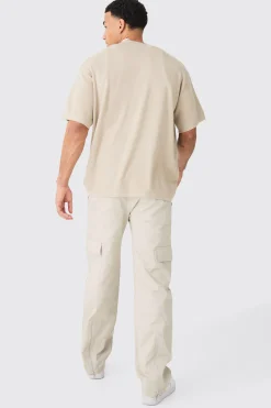 Elasticated Waist Zip Hem Flared Parachute Cargo Trousers | BoohooMAN UK