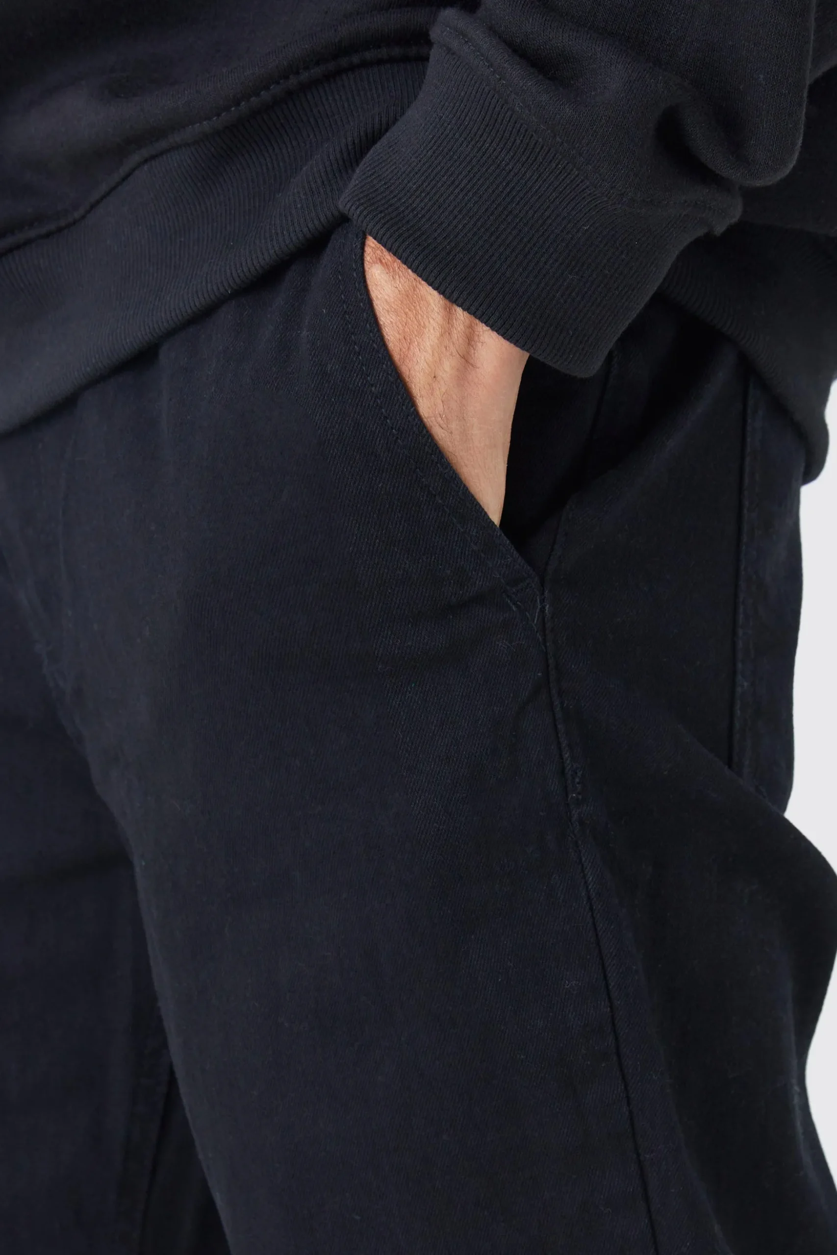 Elasticated Waistband Straight Fit Denim Joggers | BoohooMAN UK