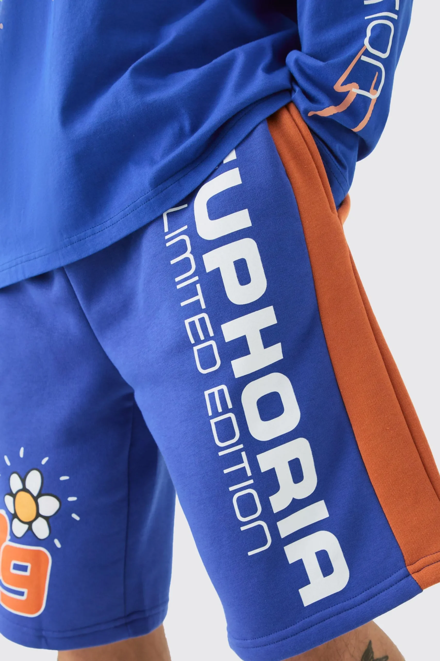 Euphoria Graphic Long Length Basketball Shorts | BoohooMAN UK