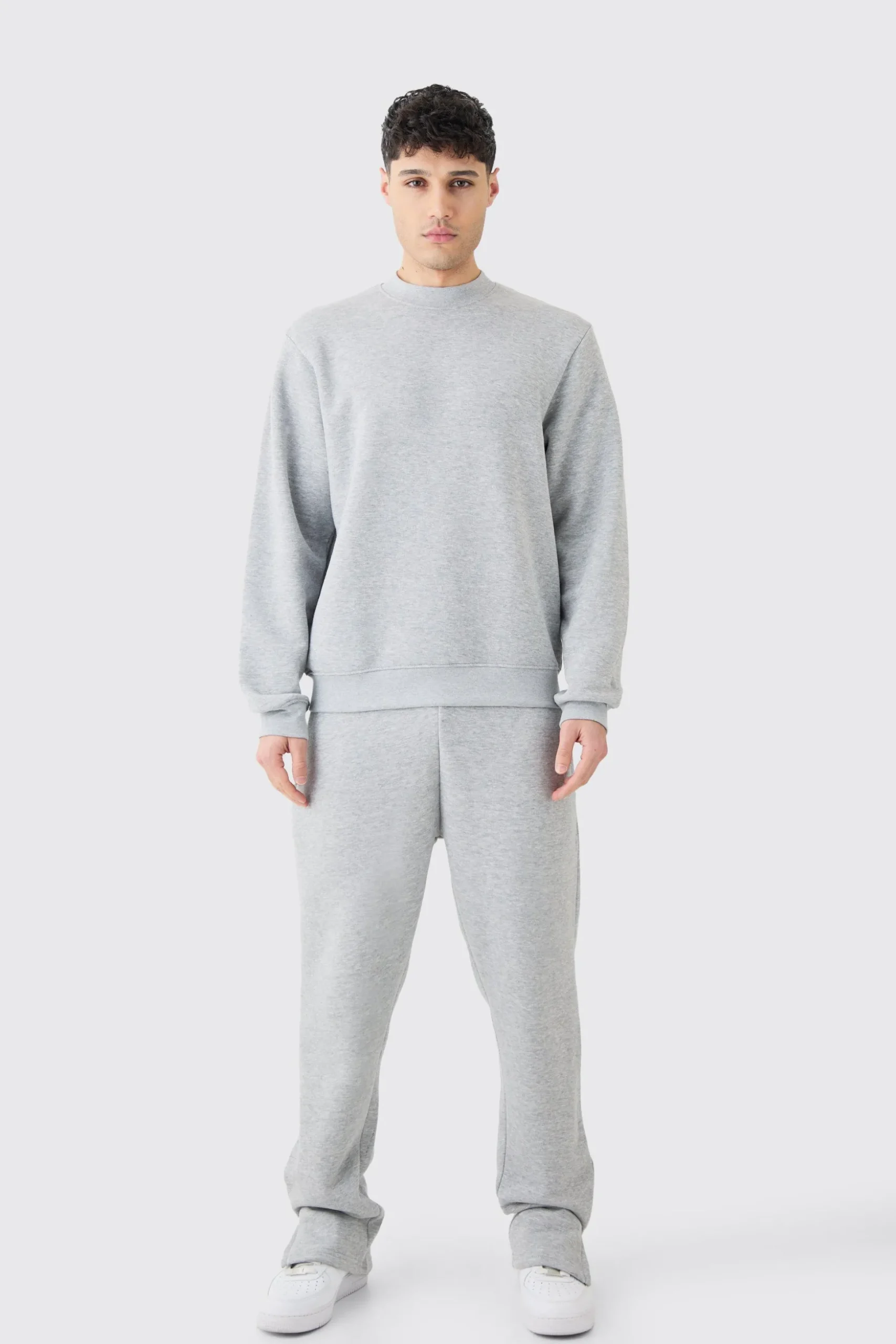 Extended Neck Split Hem Sweatshirt Tracksuit | BoohooMAN UK