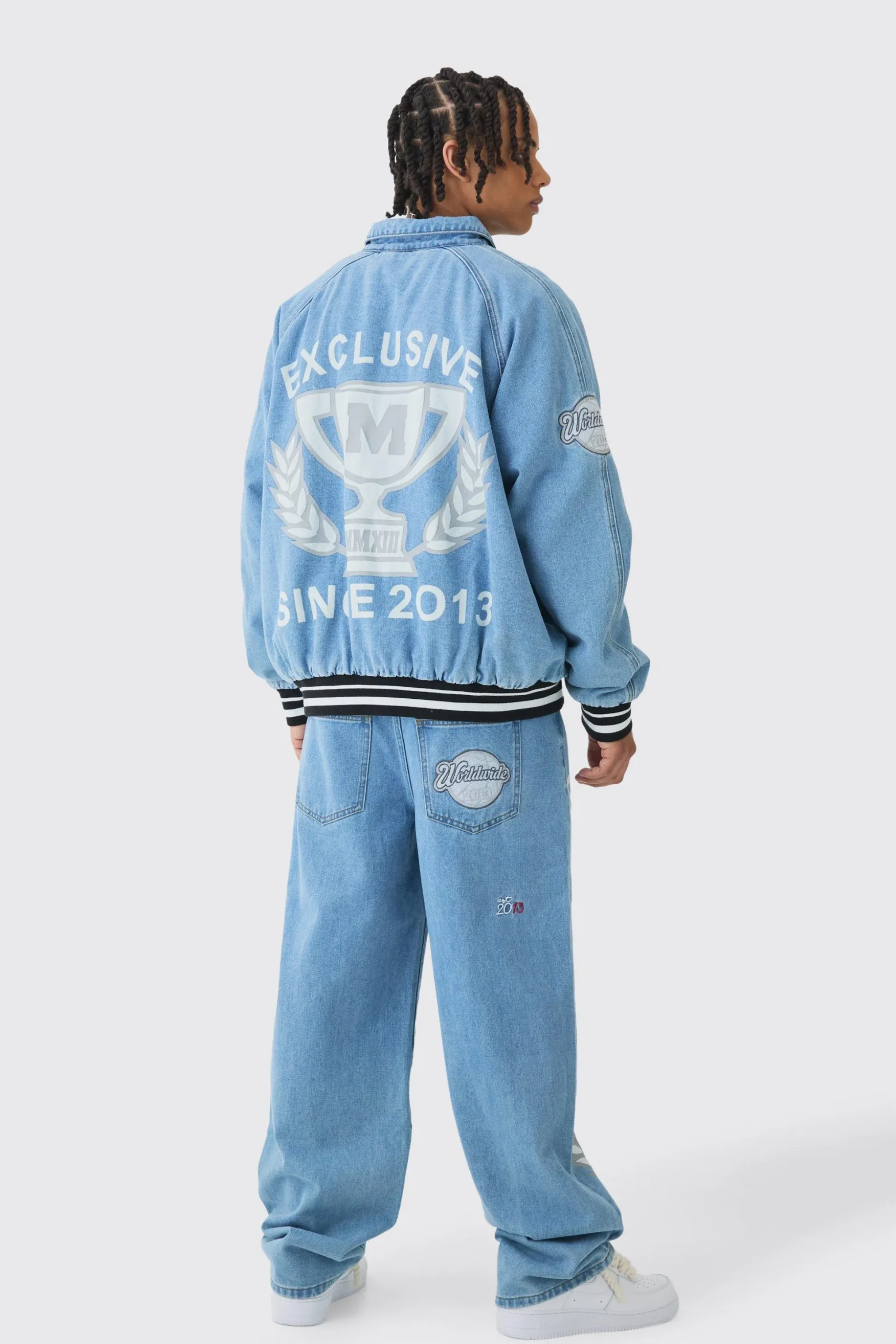 Extreme Baggy Rigid Exclusive Applique Jeans | BoohooMAN UK