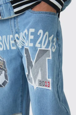 Extreme Baggy Rigid Exclusive Applique Jeans | BoohooMAN UK