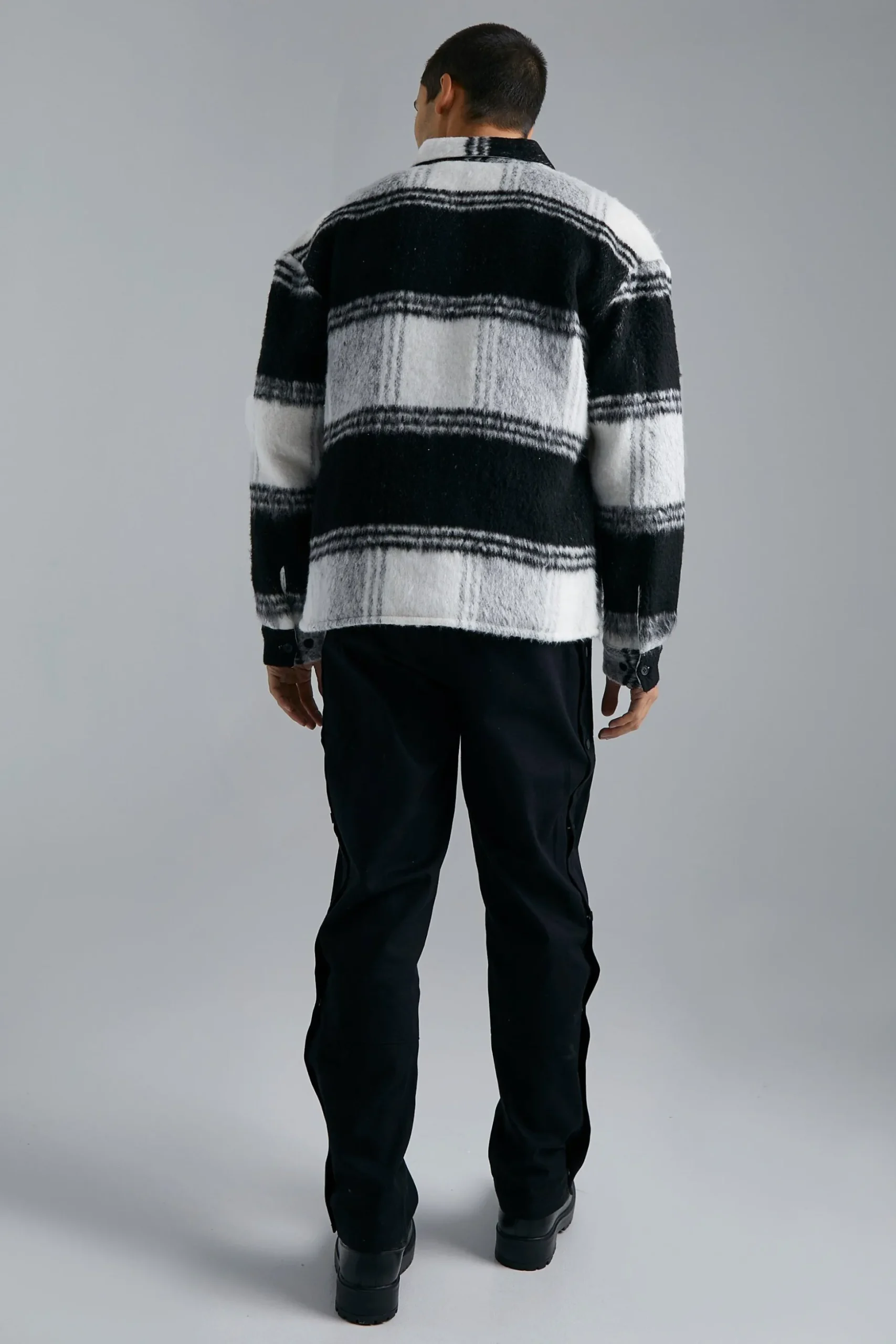 Extreme Heavy Brushed Check Boxy Overshirt | BoohooMAN UK