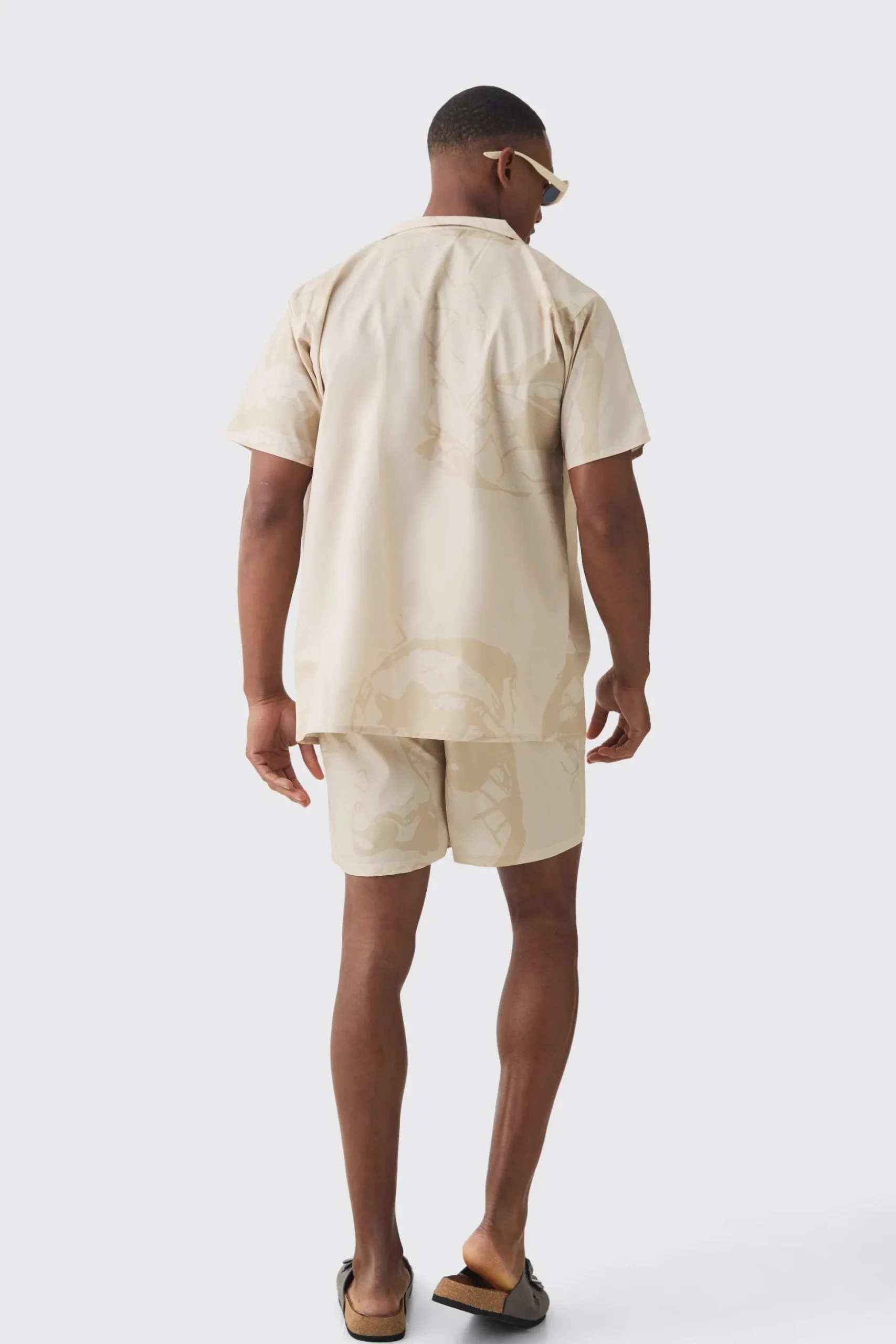 Face Graphic Shirt & Swim Short Set | BoohooMAN UK