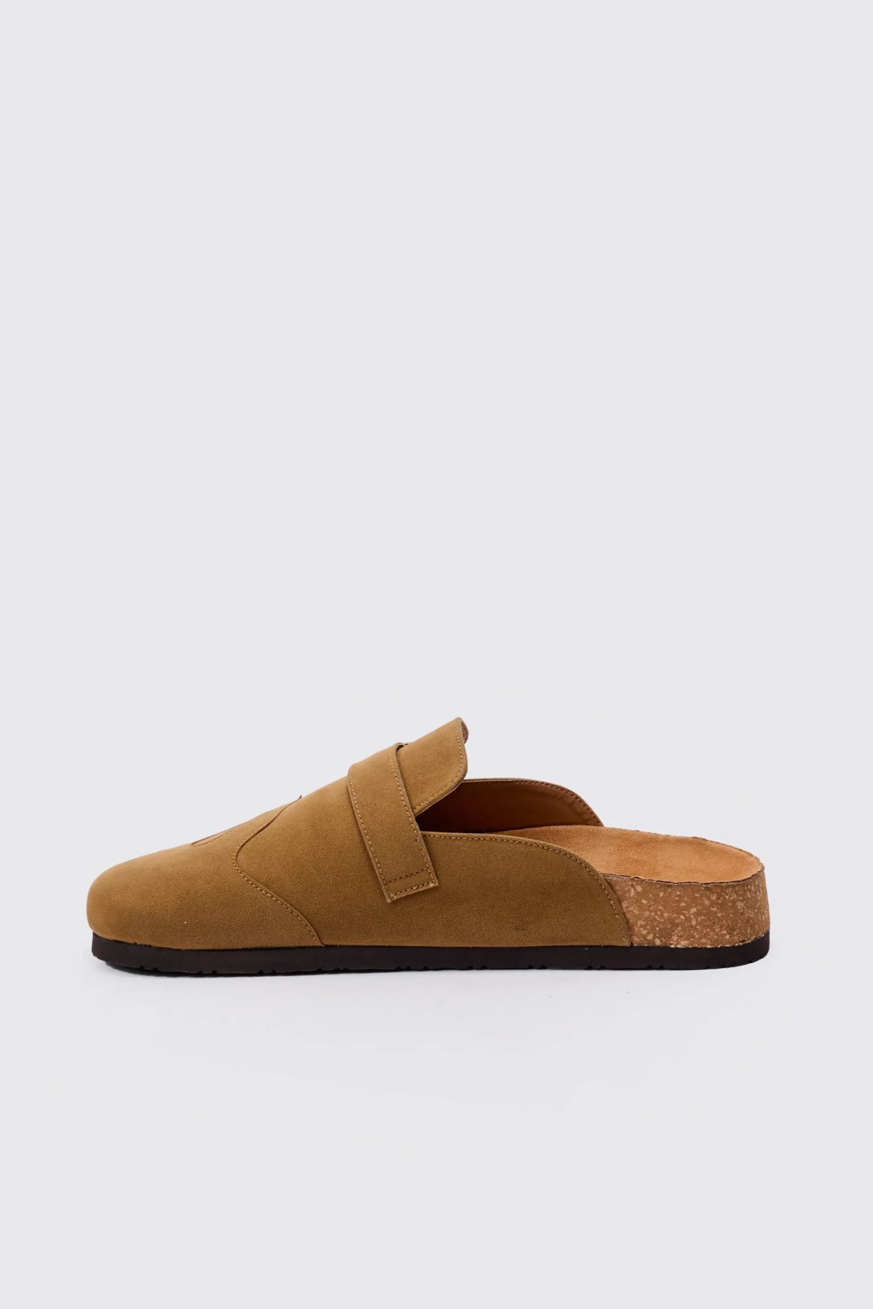 Faux Suede Flame Mule In Beige | BoohooMAN UK