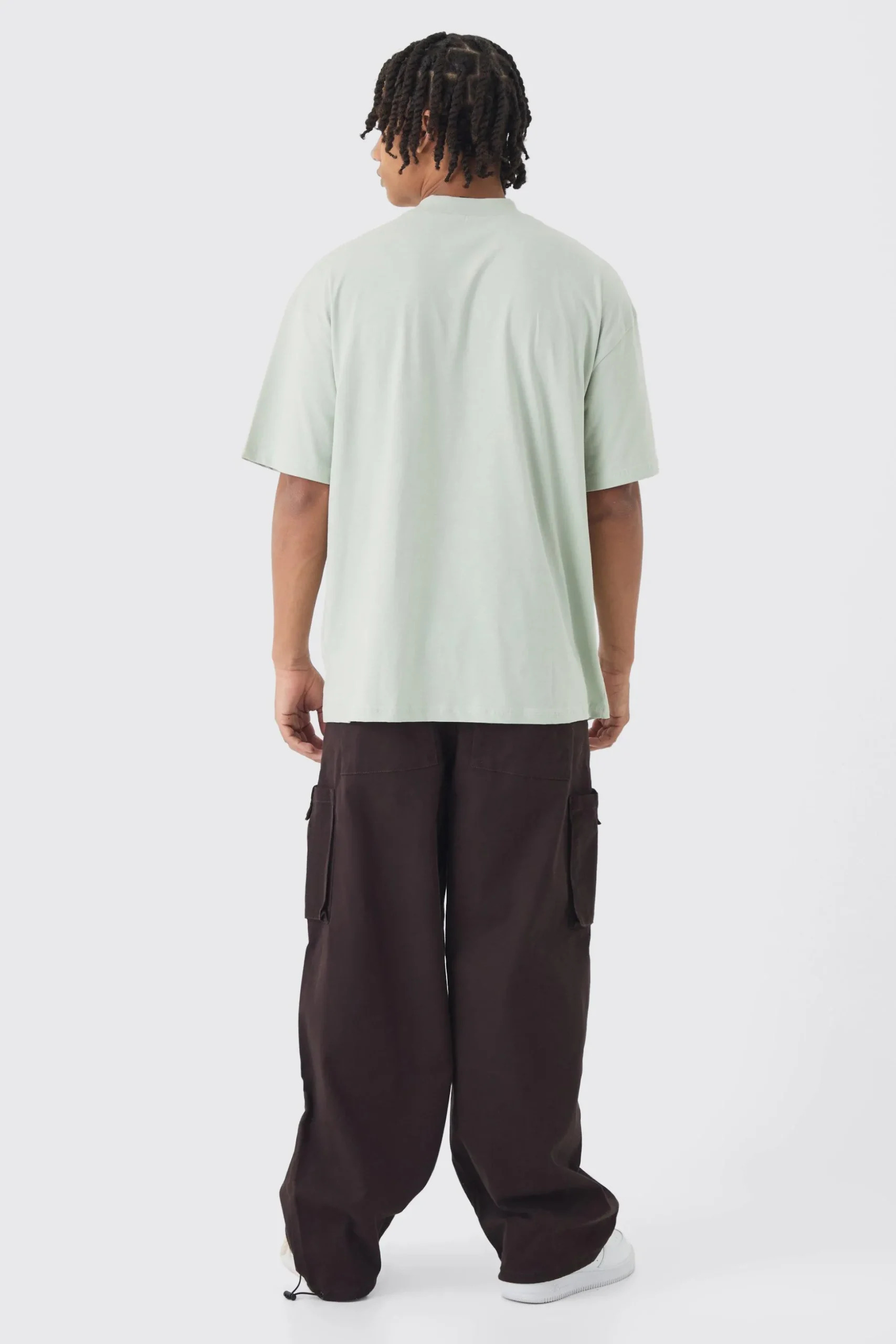 Fixed Waist Baggy Twill Cargo Trousers | BoohooMAN UK