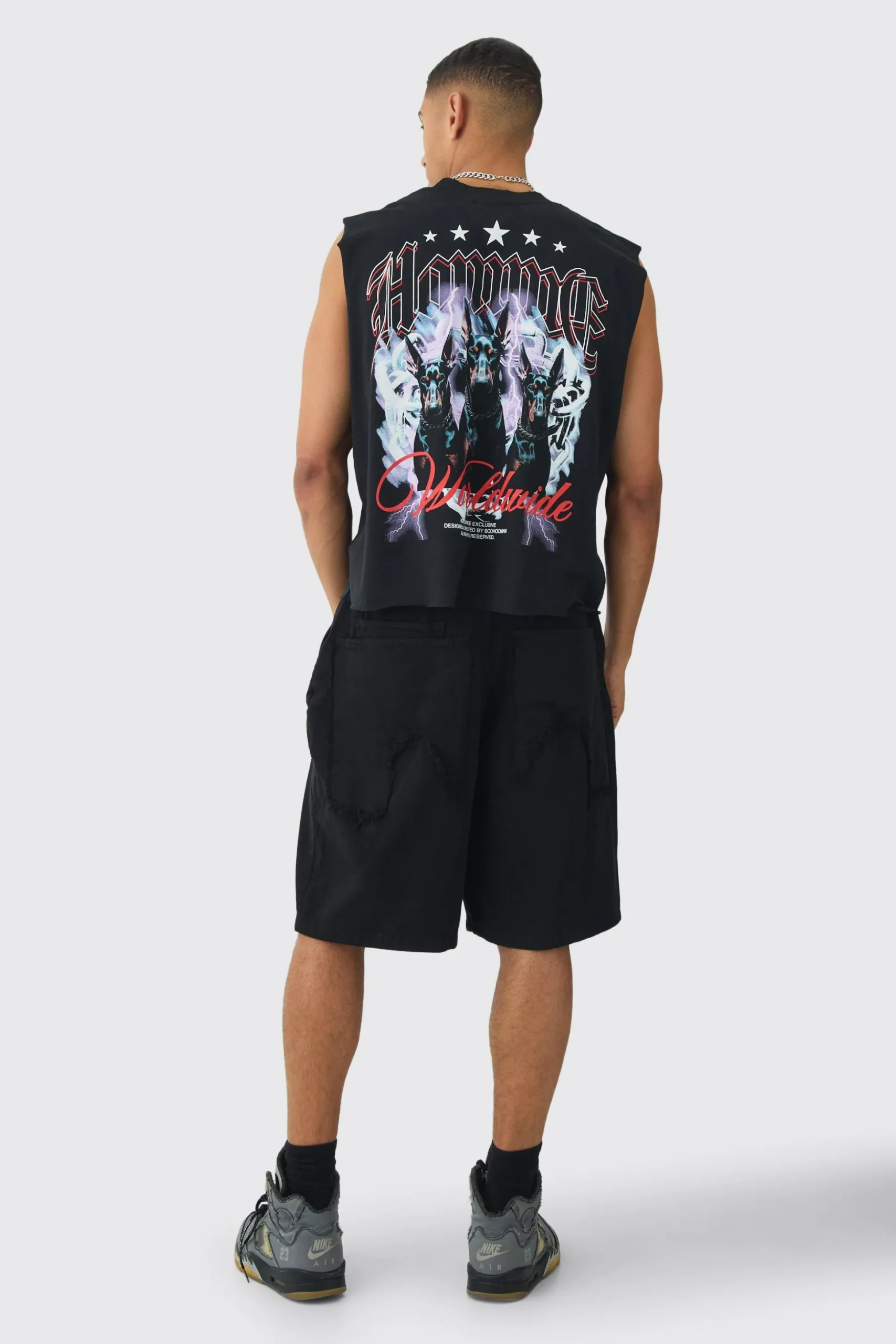 Fixed Waist Distressed Parachute Shorts | BoohooMAN UK