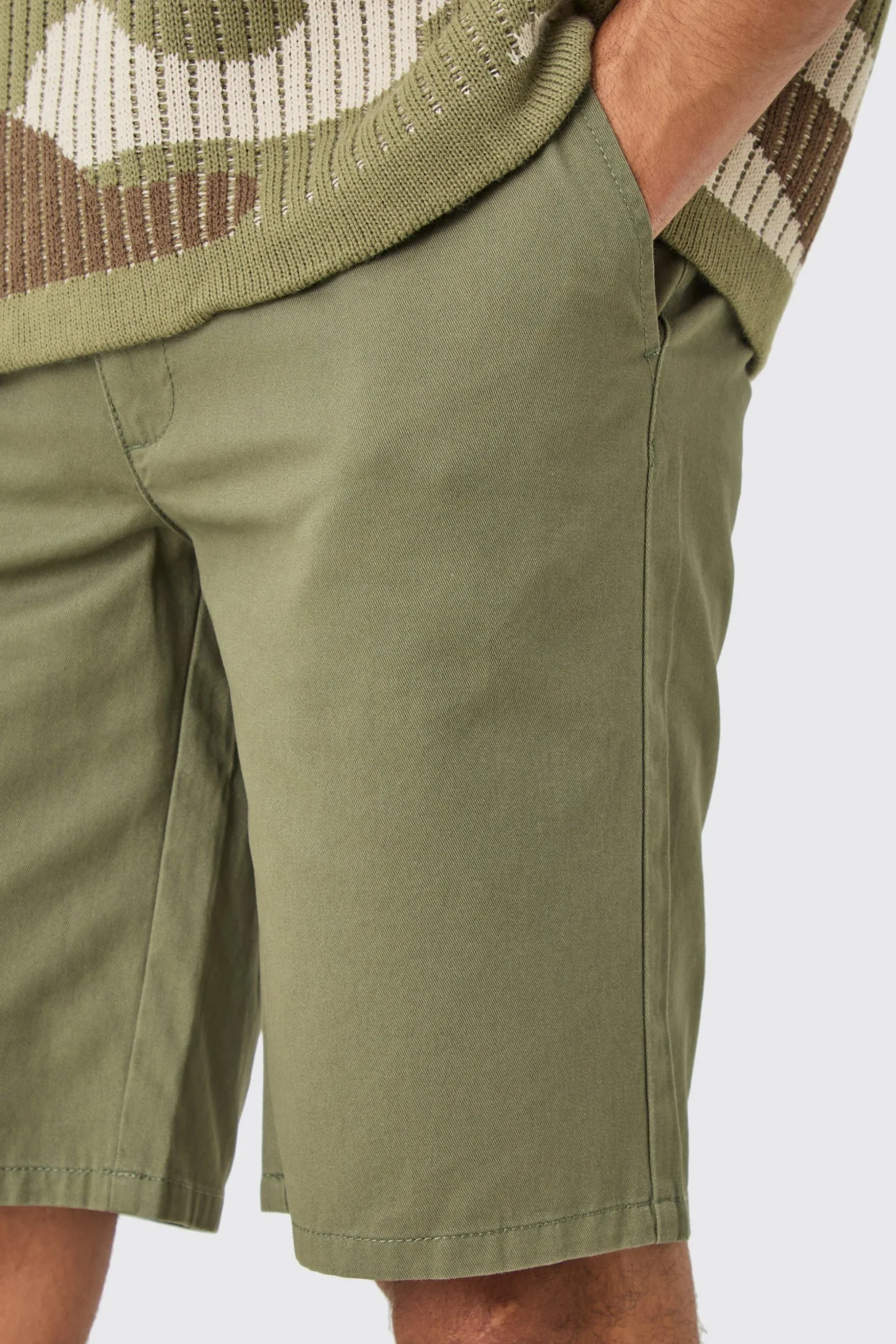 Fixed Waist Khaki Relaxed Fit Short Shorts | BoohooMAN UK