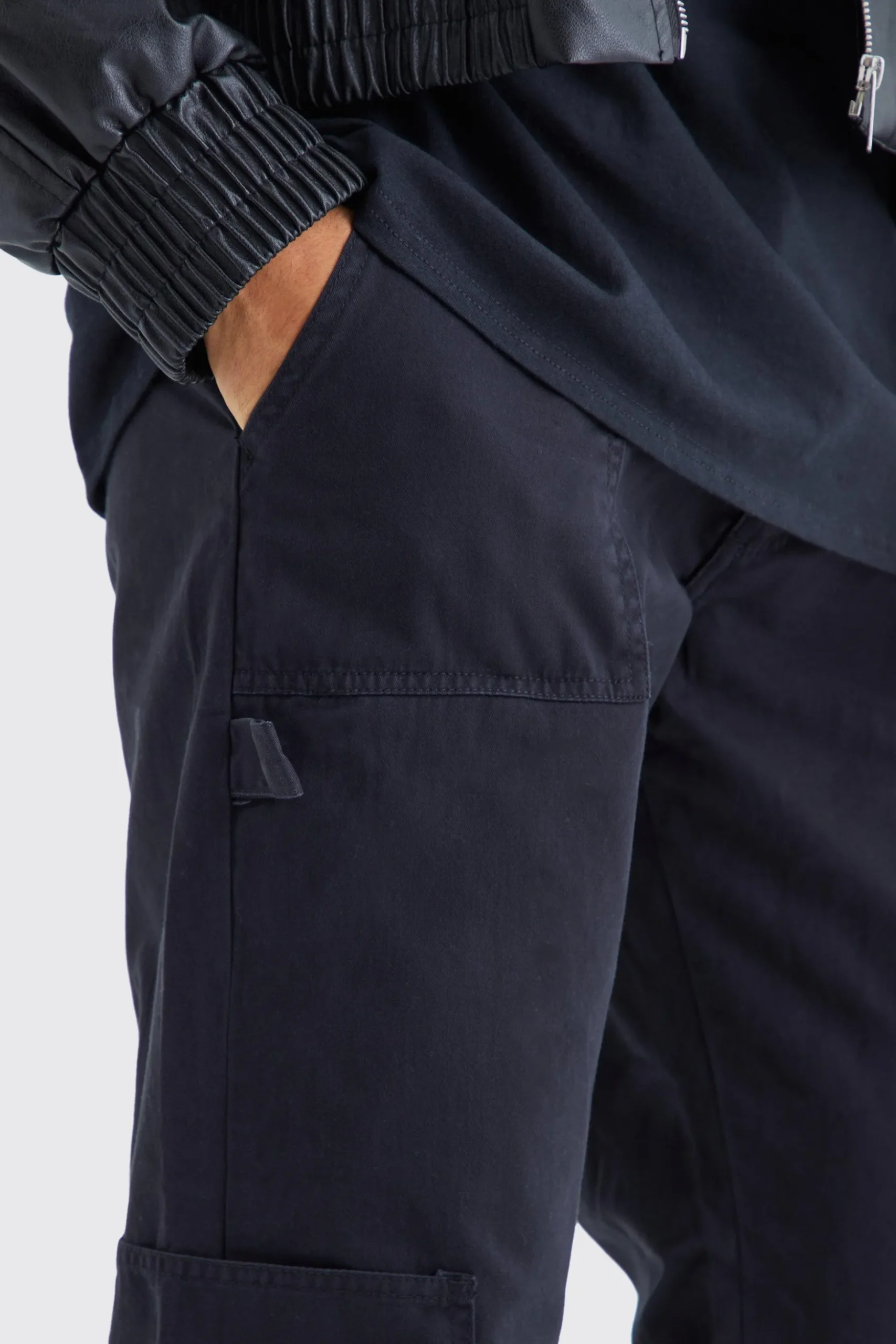 Fixed Waist Relaxed Washed Carpenter Cargo | BoohooMAN UK