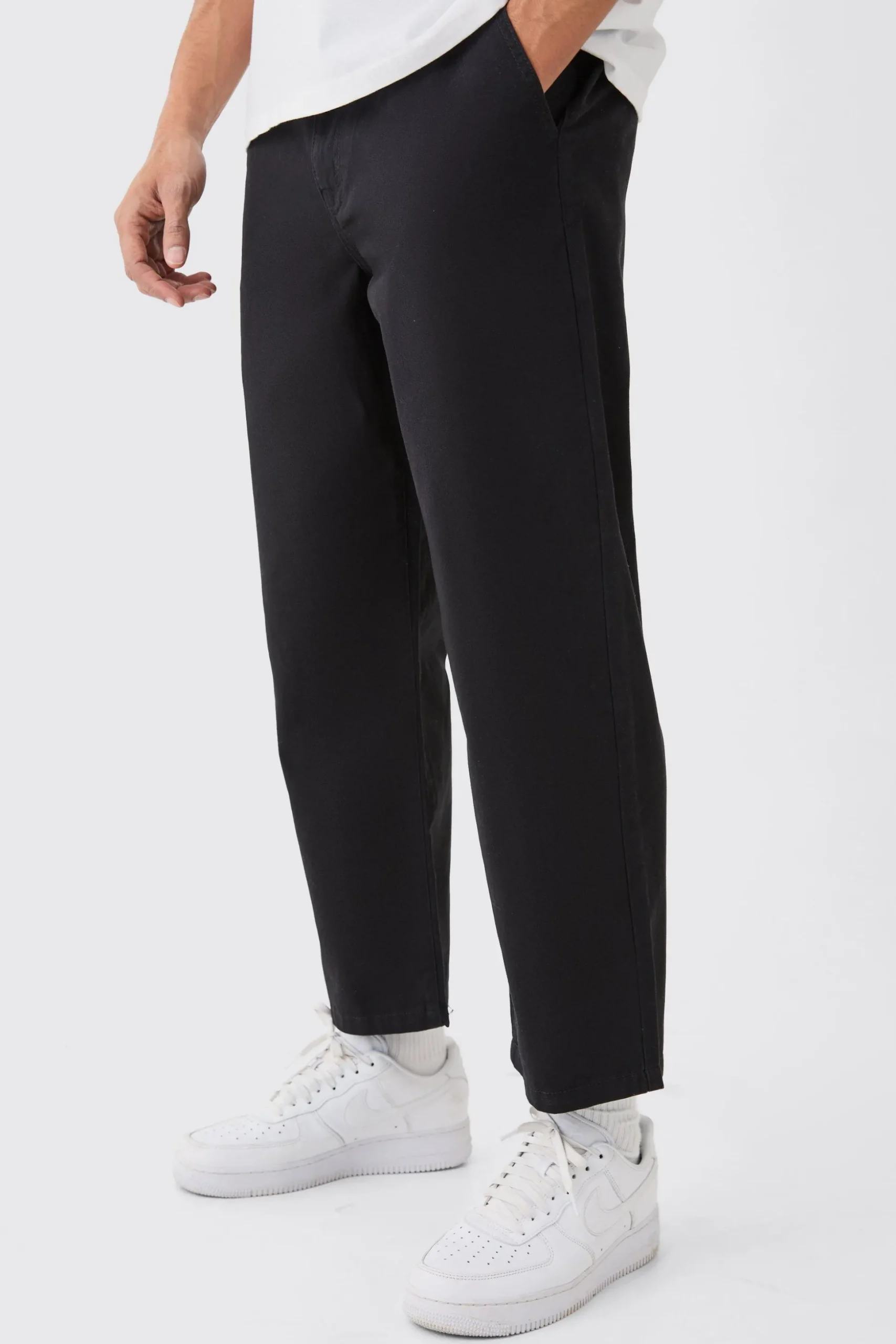 Fixed Waist Skate Cropped Chino Trouser | BoohooMAN UK