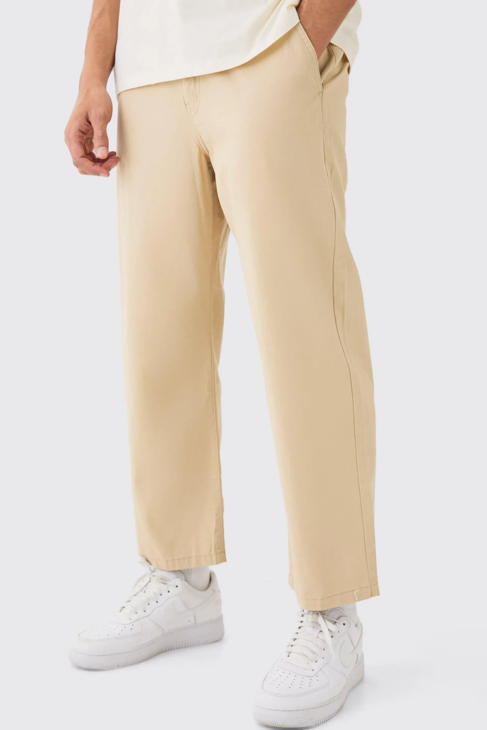 Fixed Waist Skate Cropped Chino Trouser | BoohooMAN UK