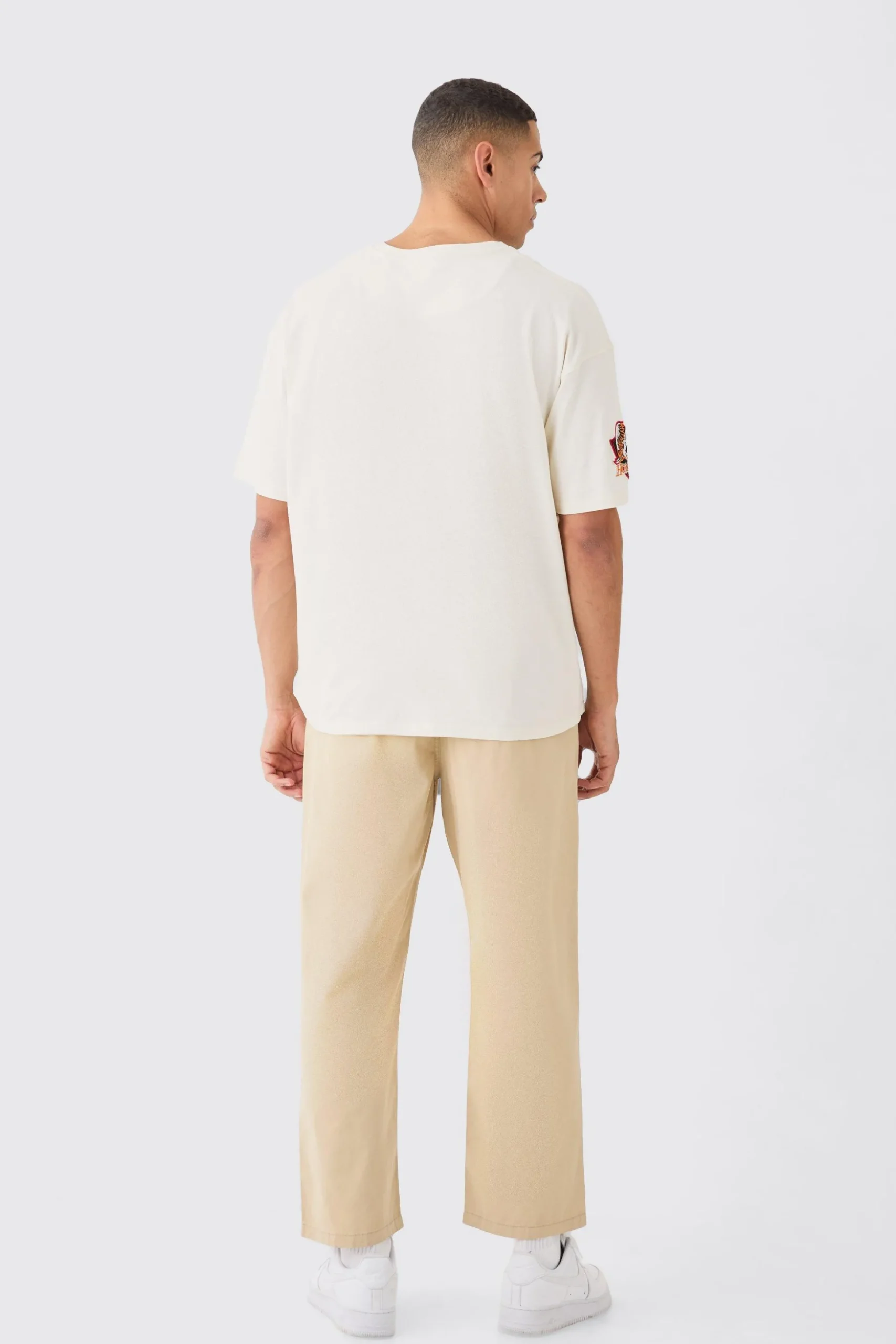 Fixed Waist Skate Cropped Chino Trouser | BoohooMAN UK
