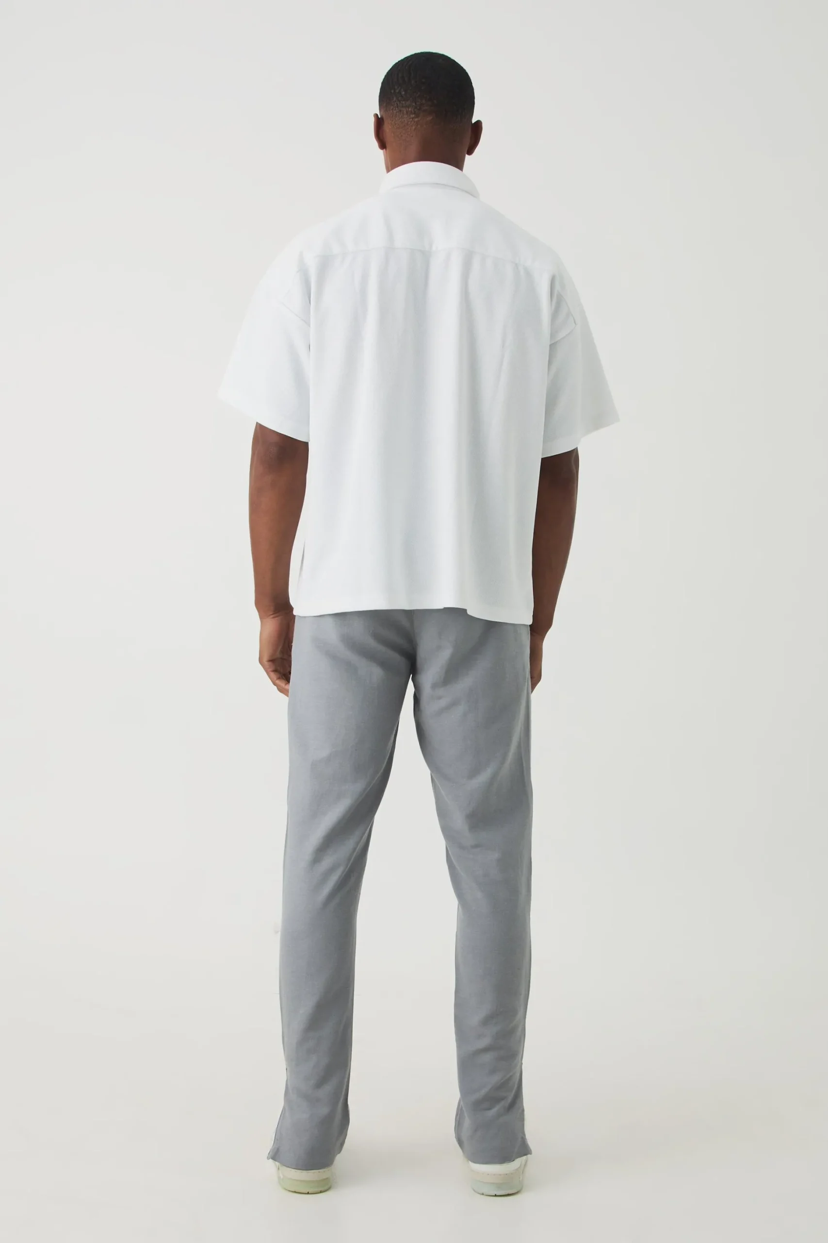 Fixed Waist Skinny Linen Trouser | BoohooMAN UK