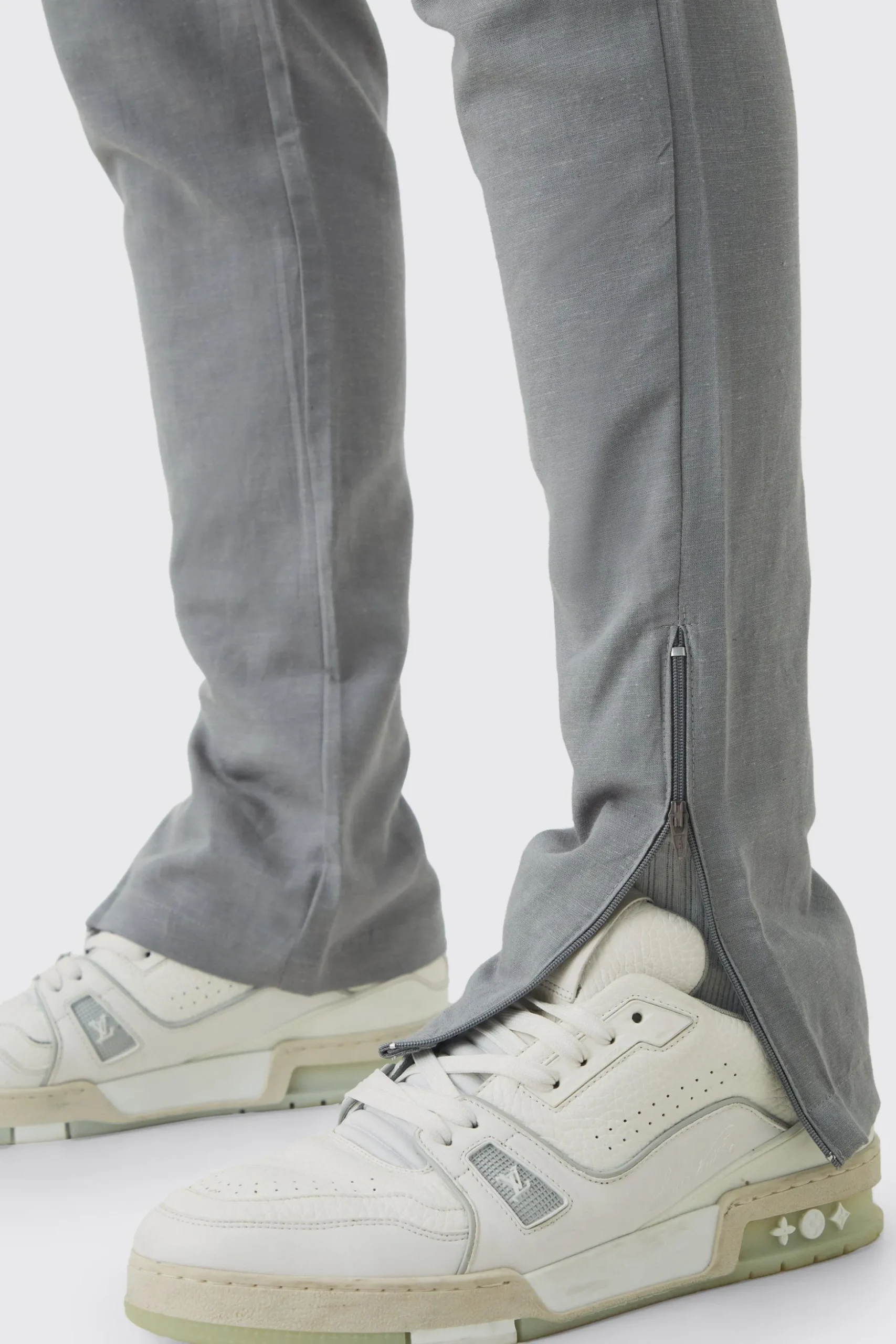 Fixed Waist Skinny Linen Trouser | BoohooMAN UK
