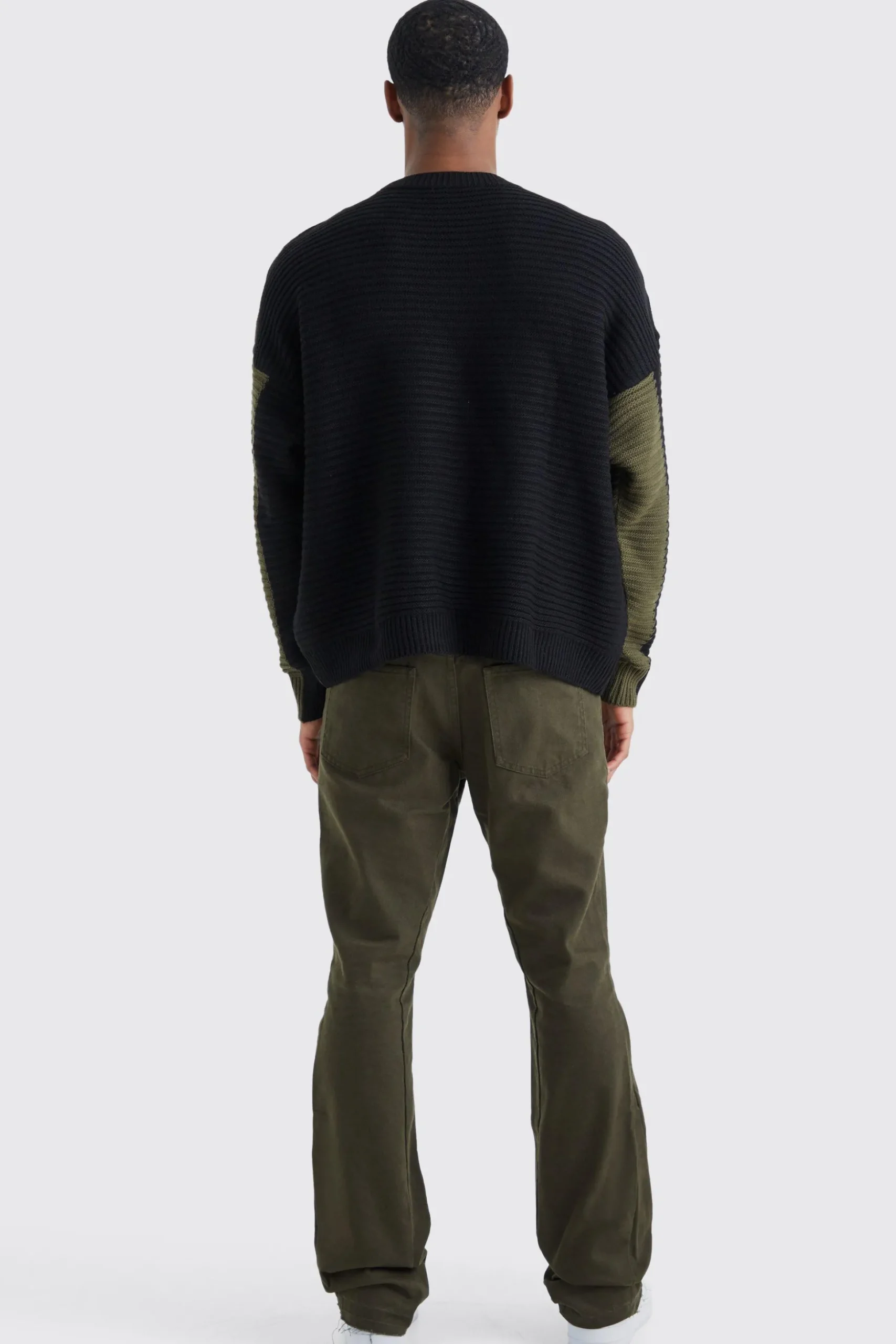 Fixed Waist Slim Flare Gusset Applique Trouser | BoohooMAN UK