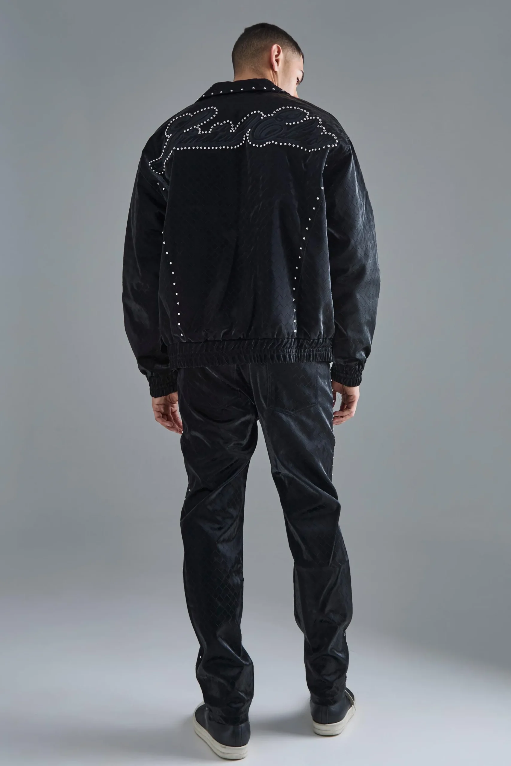 Fixed Waist Straight Weave Pu Trousers | BoohooMAN UK