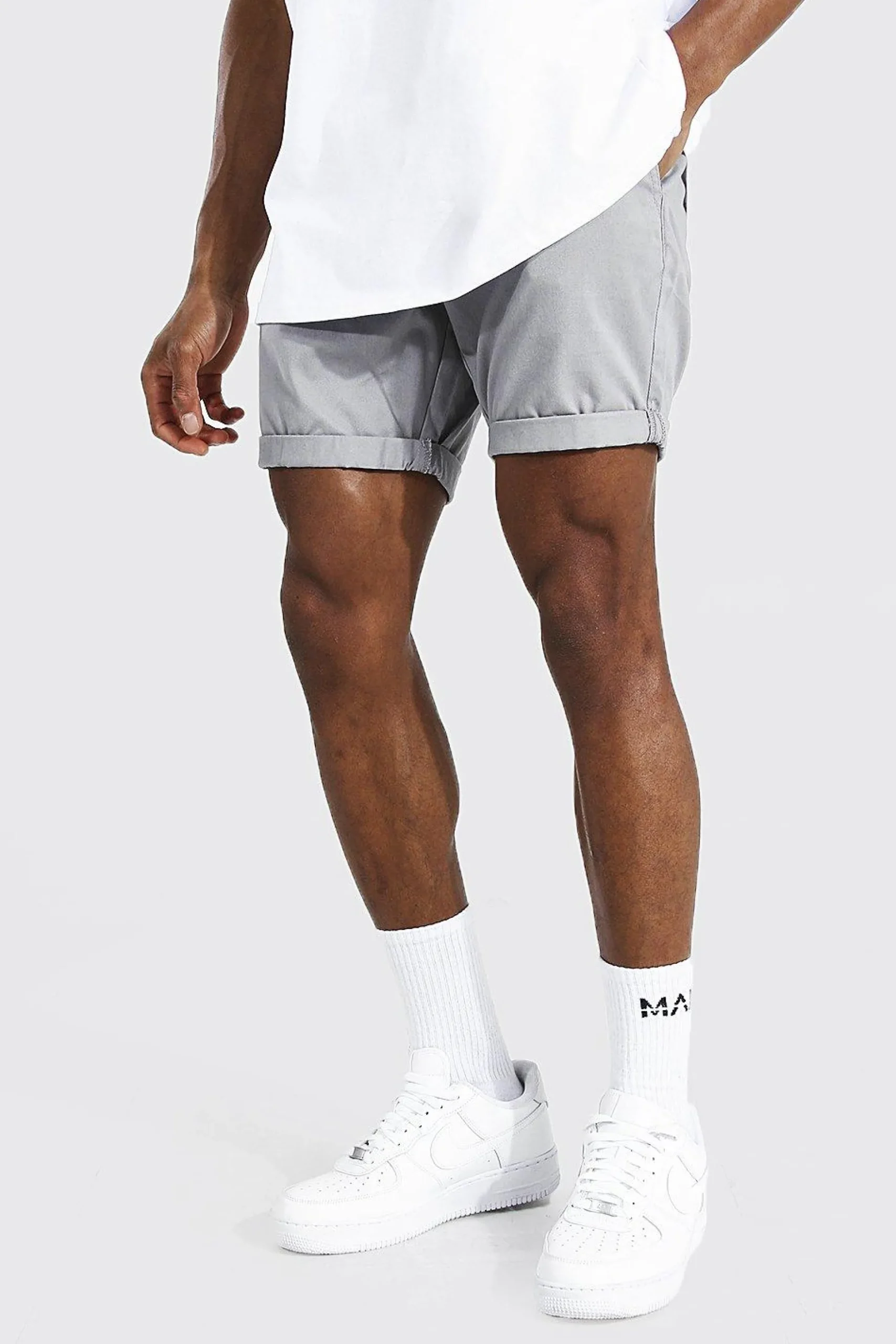 Fixed Waist Stretch Slim Chino Short | BoohooMAN UK