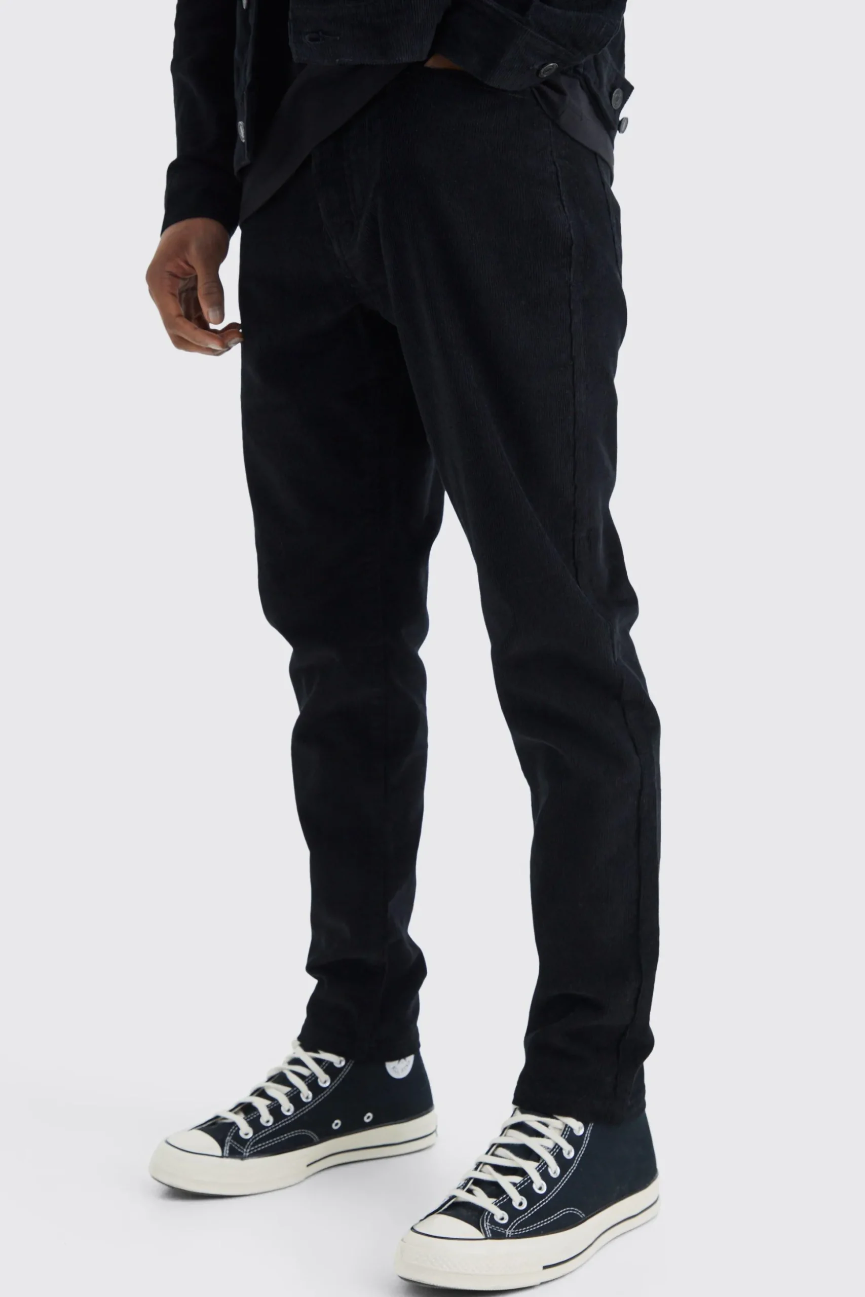 Fixed Waist Tapered Cord Trouser | BoohooMAN UK