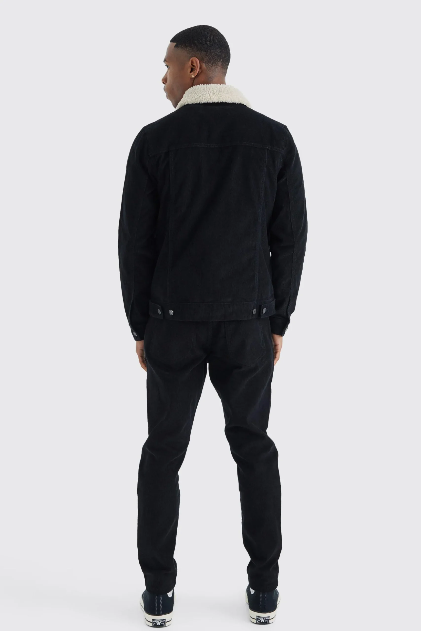 Fixed Waist Tapered Cord Trouser | BoohooMAN UK