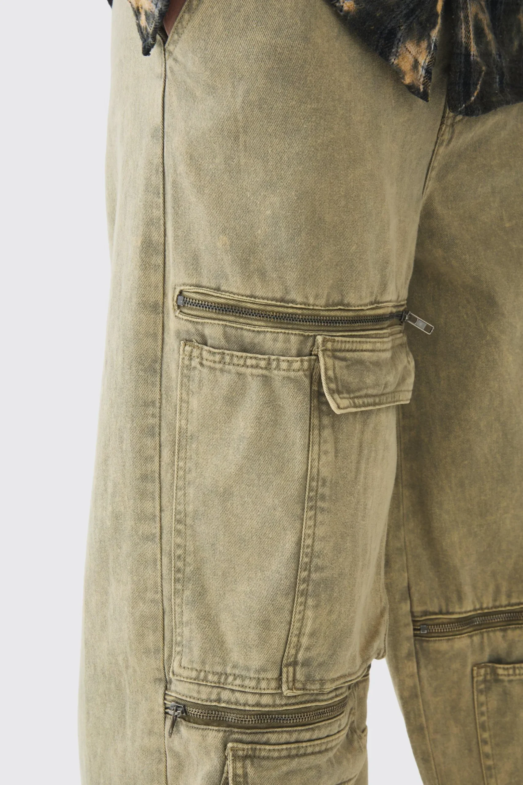Fixed Waist Washed Baggy Extreme Cargo Trouser | BoohooMAN UK