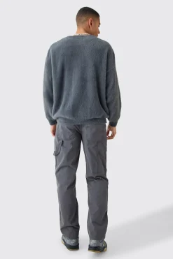Fixed Waist Washed Relaxed Fit Carpenter Trouser | BoohooMAN UK